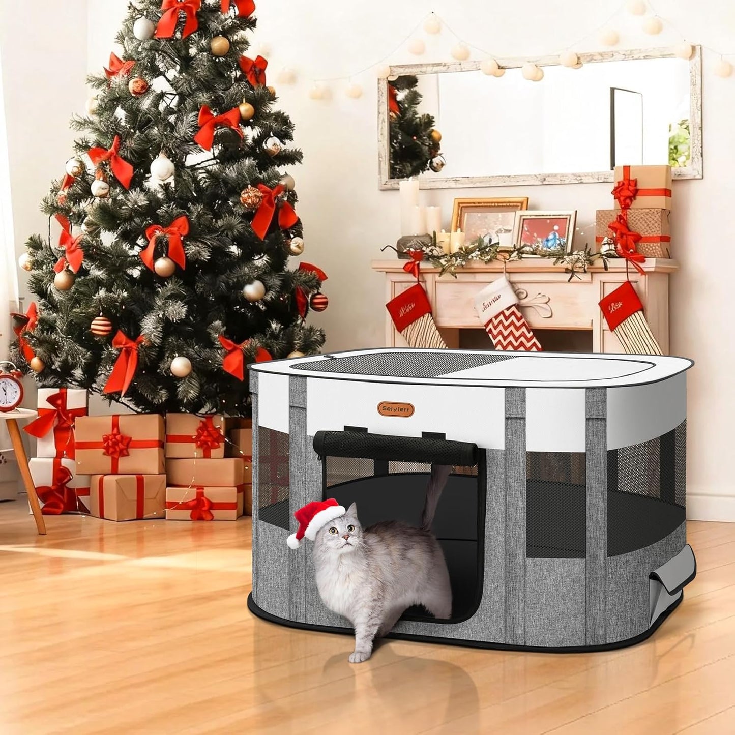 Foldable Pet Playpen - Cat & Puppy Playpen, Travel Dog Crate with Carrying Case, Cat Tent Dog Pen for Outdoor Camping Use