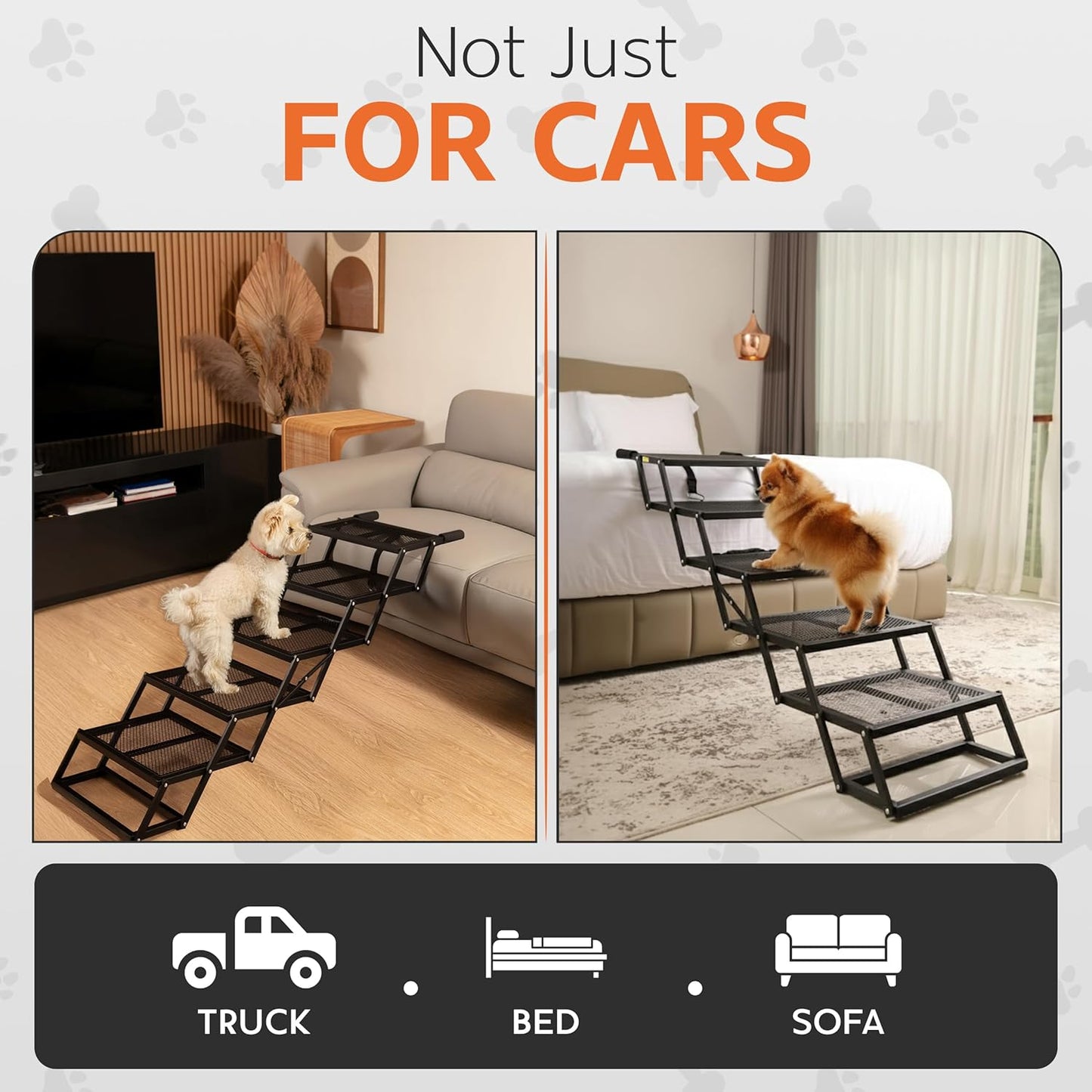 Foldable 5-Step Dog Stairs for Cars, Trucks & SUVs – Heavy-Duty Carbon Steel Pet Ladder Supports 230LB, Non-Slip Metal Mesh, Joint-Friendly Portable Ramp for Large & Small Dogs