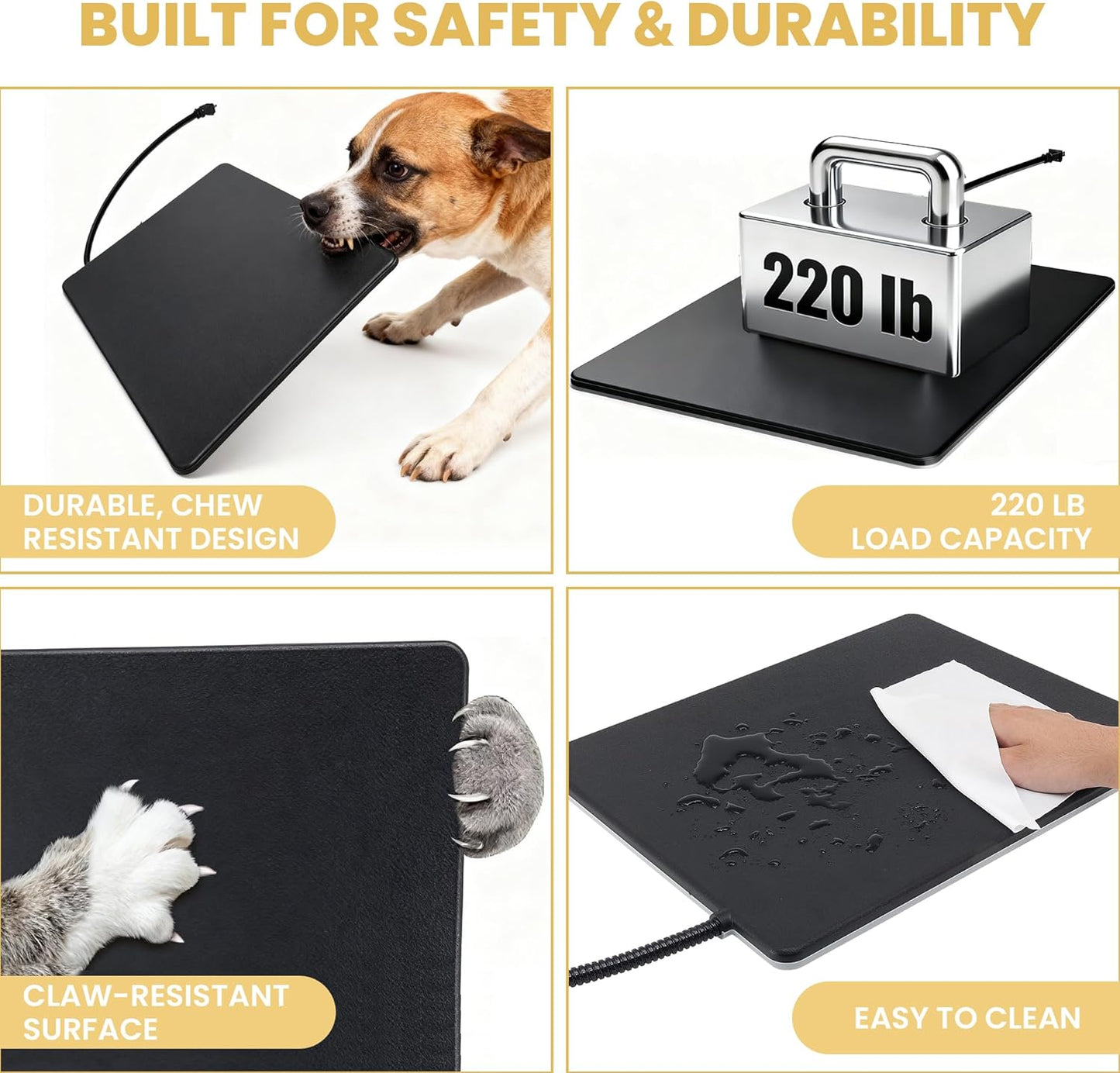 Outdoor Dog Heating Pad with Adjustable Temperature & Timer, Waterproof Pet Heated Mat for Cats, Dogs & Small Animals, Warming Pet Mat for Outdoor & Indoor in Extreme Weather 45W 20" x 16"