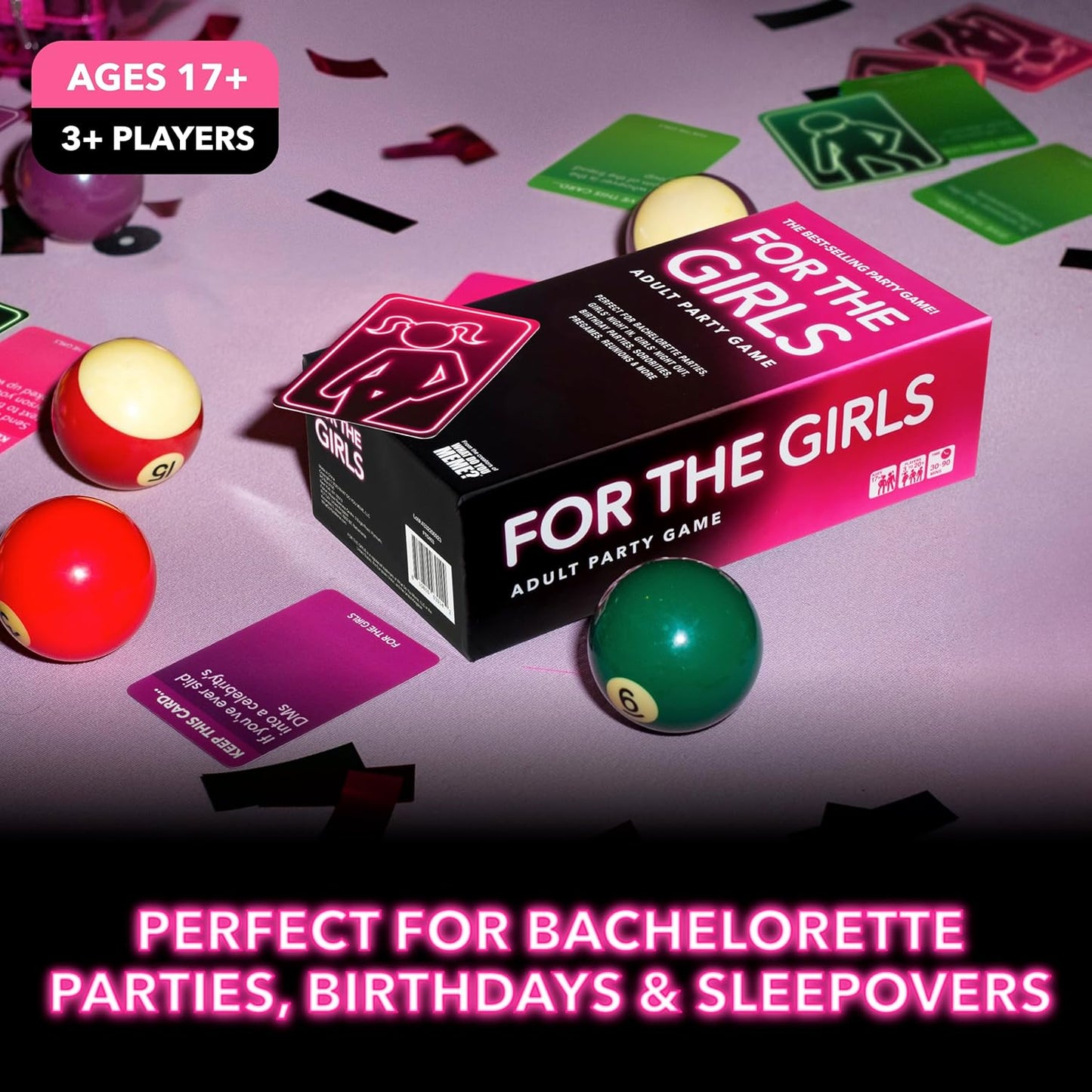 For The Girls Card Game by Relatable, The Viral Girls Night Adult Party Game, Great for Bachelorette Party Games, Weekends and Trips, Includes a die, and 400 Cards Across 5 Categories