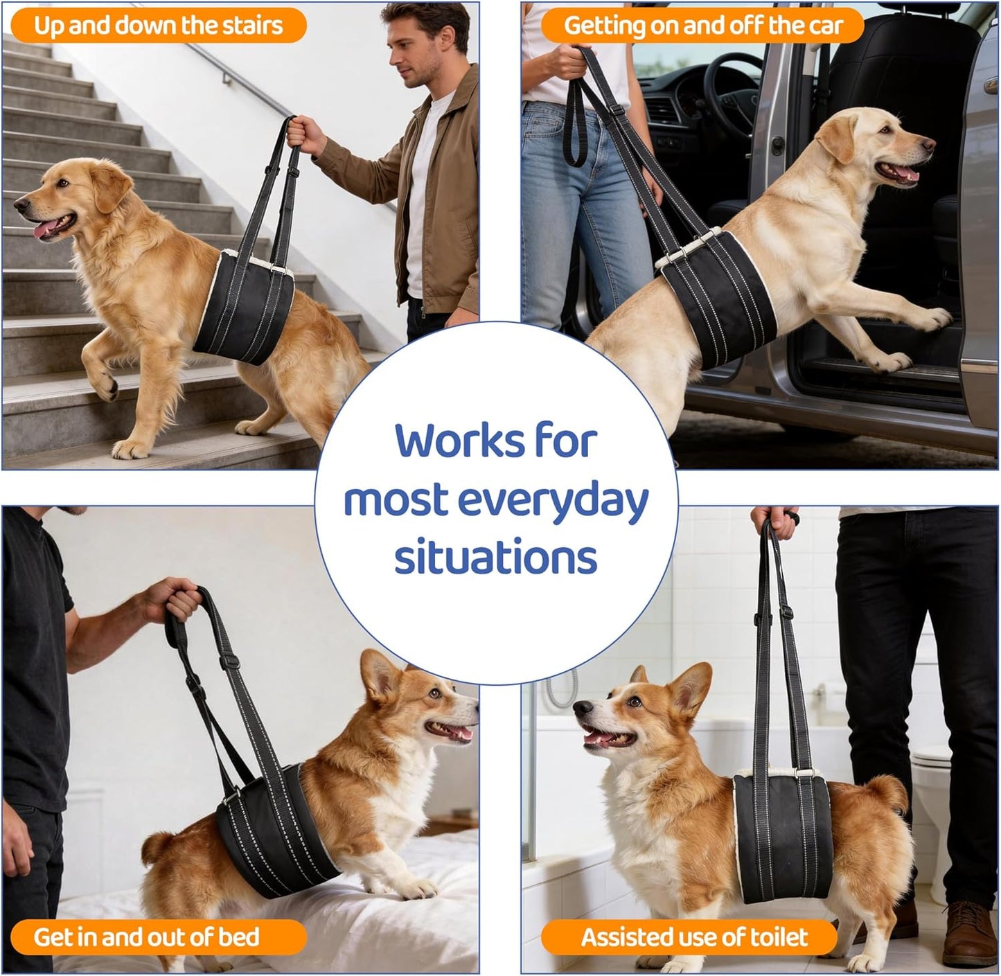 Adjustable Dog Lift Harness, Hind Leg Support Sling for Weak Rear Legs, Soft Lift and Rehab Harness Helps Senior, Injured, Disabled and Post-ACL Surgery Dogs(XL)