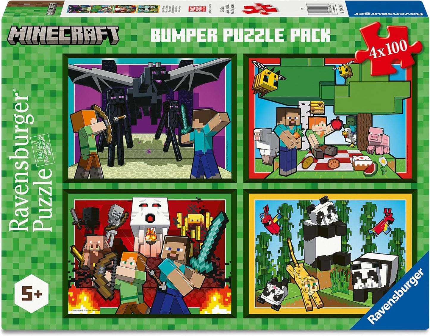 Ravensburger Minecraft 4x100 Piece Bumper Puzzle Pack for Kids 5+