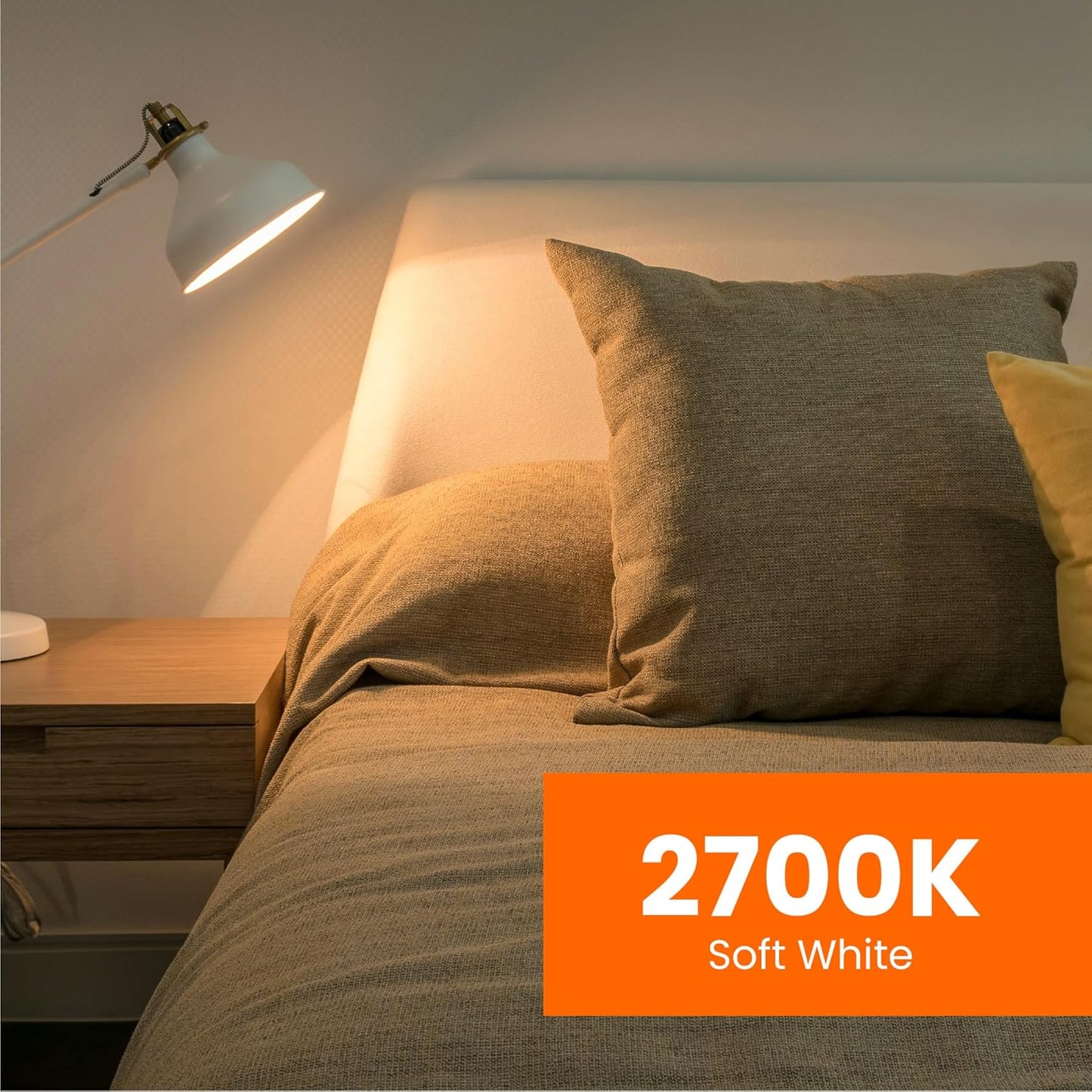 Feit Electric A19 LED Light Bulbs, 60W Equivalent, Dimmable, E26 Standard Base, 90 CRI, 800 Lumens, 2700K Soft White, 120V, 22 Years Lifetime, Damp Rated, 8 Pack, OM60DM/927CA/8