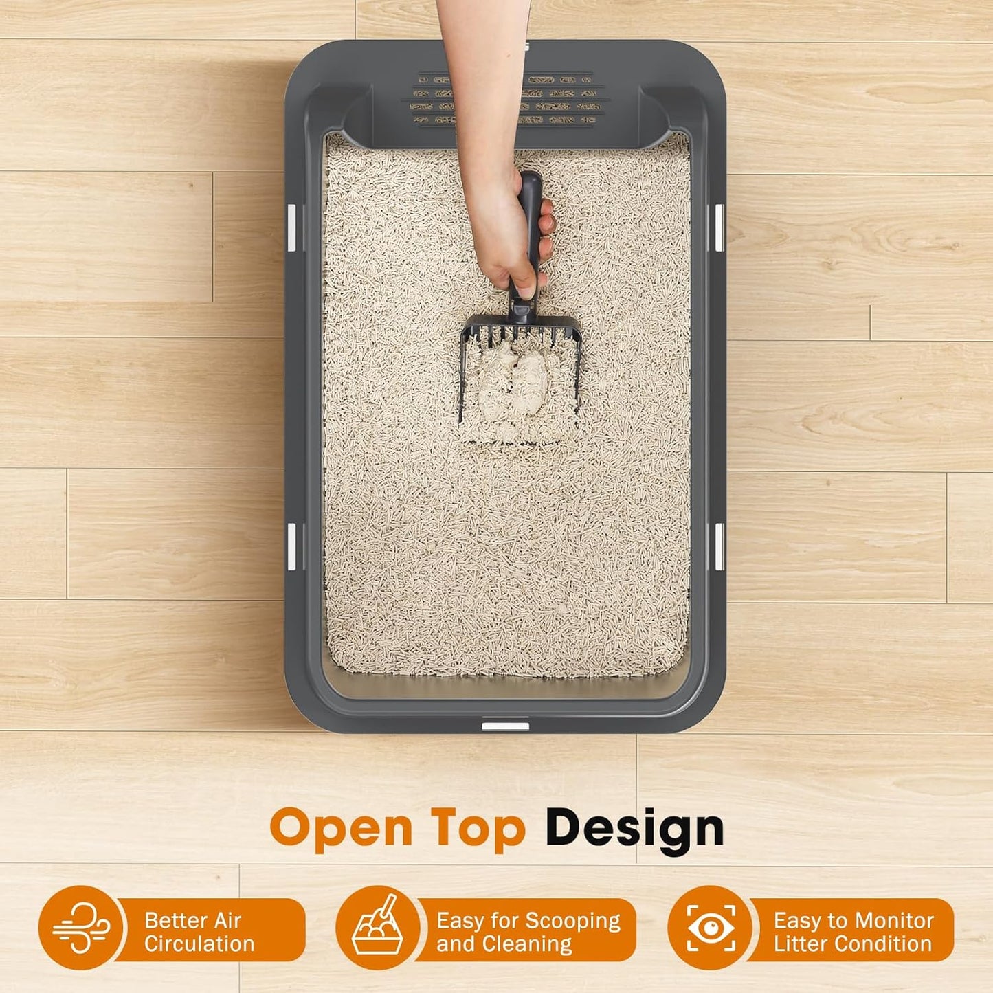 2PACK Stainless Steel Litter Box, Extra Large Litter Boxes for Big Cats, XL Metal Cat Litter Box with Lid High Sides, Anti-Urine Leakage, Non-Sticky, Scoop Included