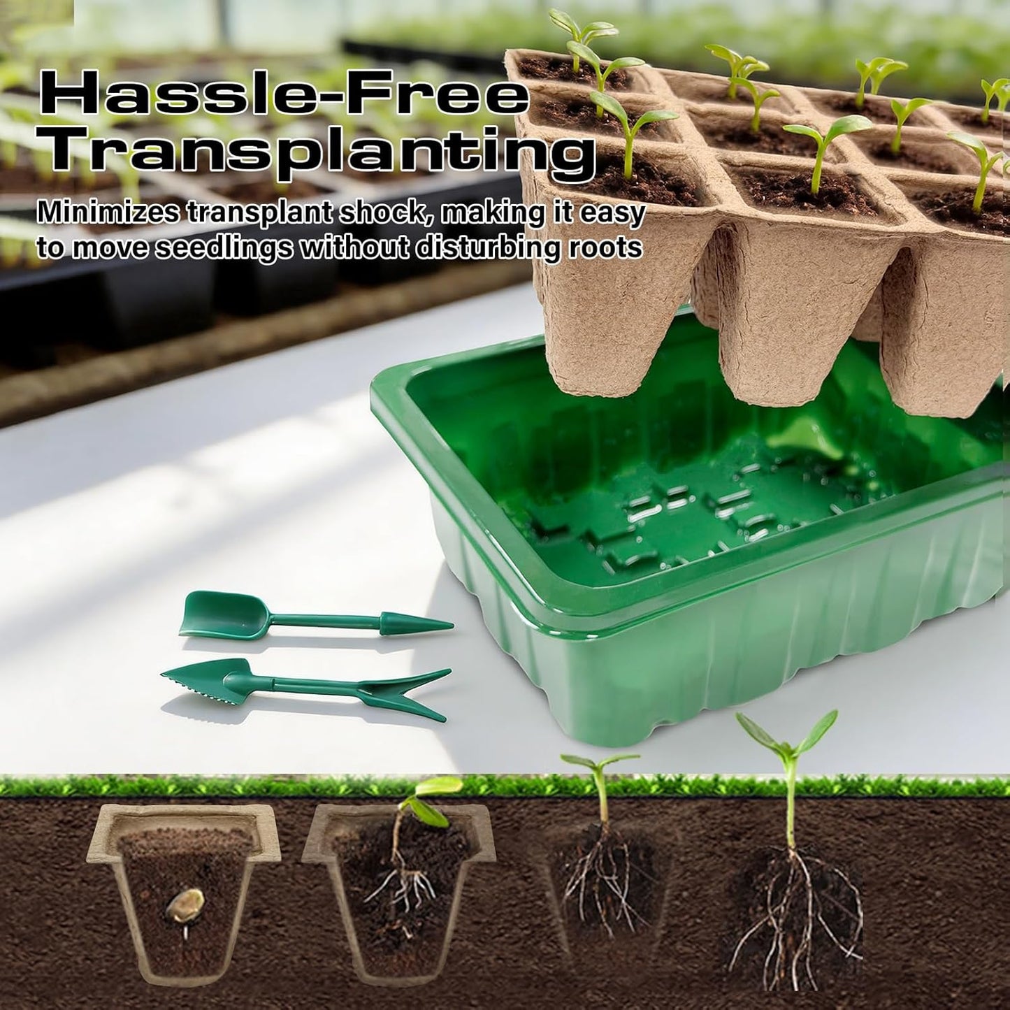 Seed Starter Tray Kit 10 Pack, Seed Starting Trays with Humidity Dome (120 Cells Total), Plant Germination Trays Complete Mini Greenhouse for Seed Growing & Seedlings