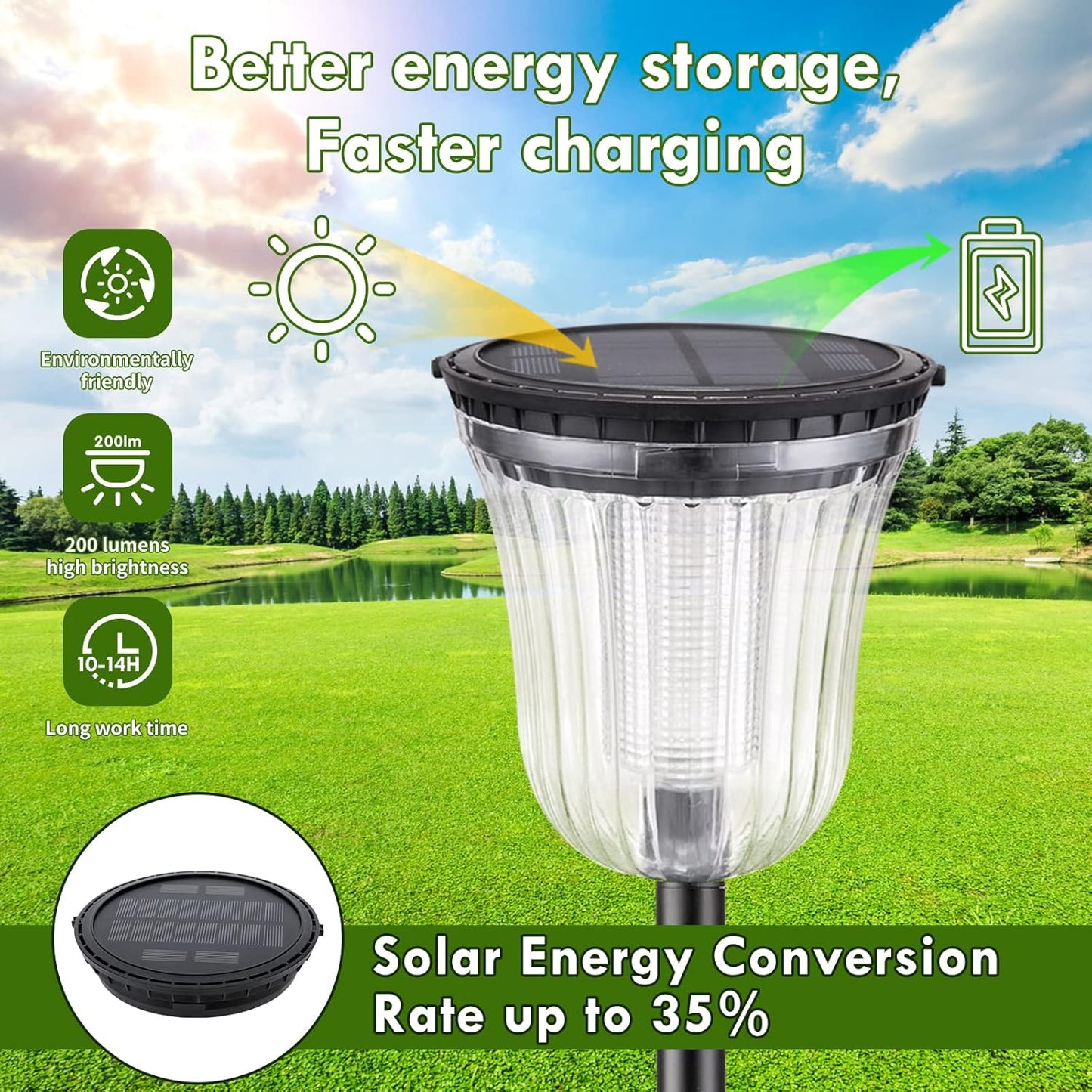 Solar Lights Outside Waterproof, 6 Pack 200 Lumens Super Bright Solar Pathway Lights Outdoor Waterproof with 2 Lighting Modes, Auto On/Off Outdoor Solar Lights for Yard, Walkway, Lawn