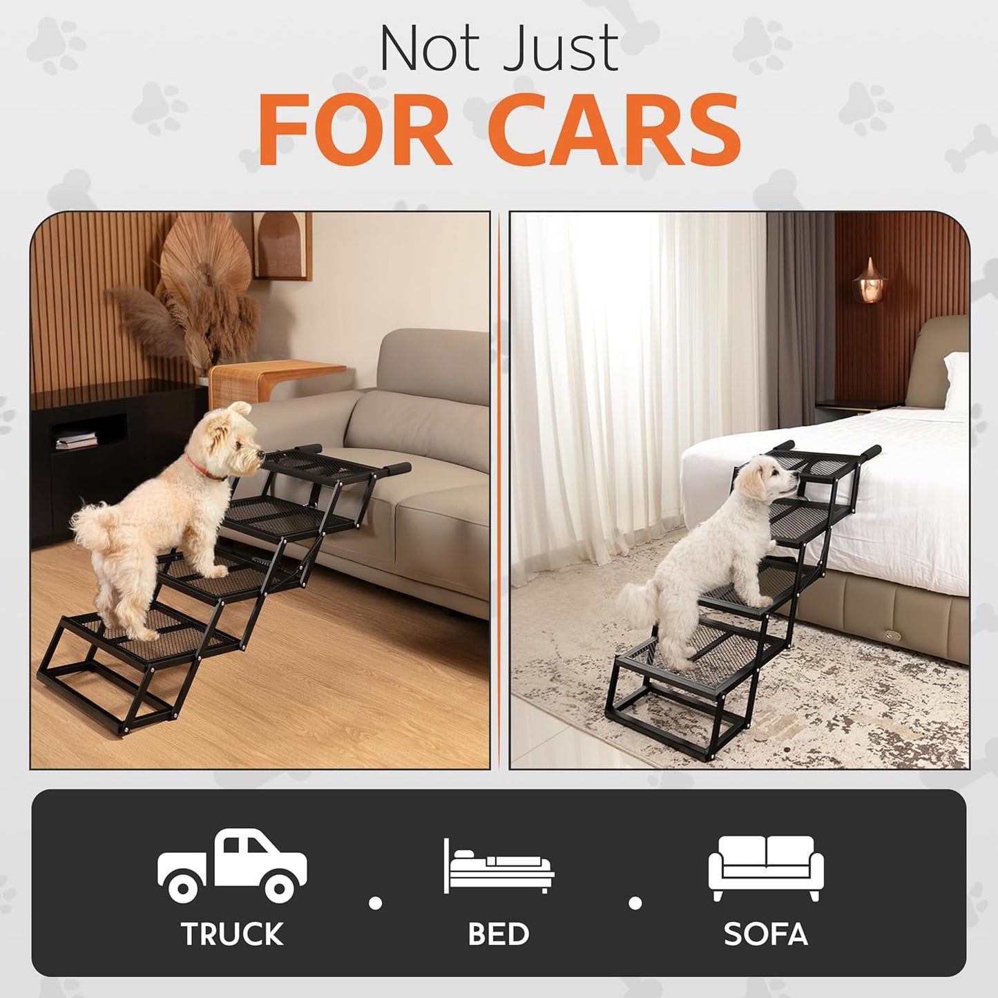 Foldable 4-Step Dog Stairs for Cars, Trucks & SUVs – Heavy-Duty Carbon Steel Pet Ladder Supports 230LB, Non-Slip Metal Mesh, Joint-Friendly Portable Ramp for Large & Small Dogs