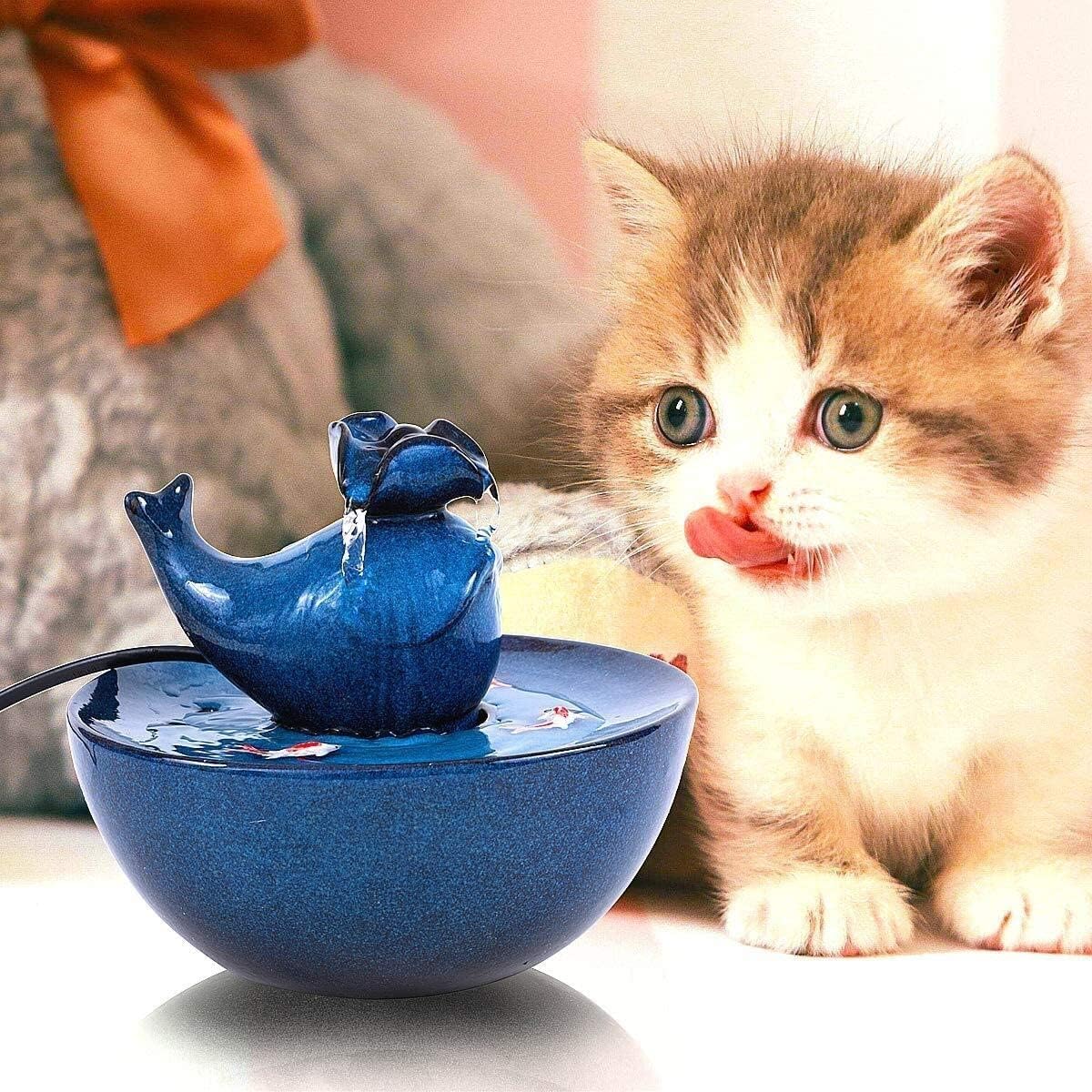 Fountain Pet Water Drinking Fountain Pet Water Dispenser with Adjustable Water Flow, Filter, Super Quiet, Great for Cats and Small Dogs Pet Water Dispenser (Color : Blue)