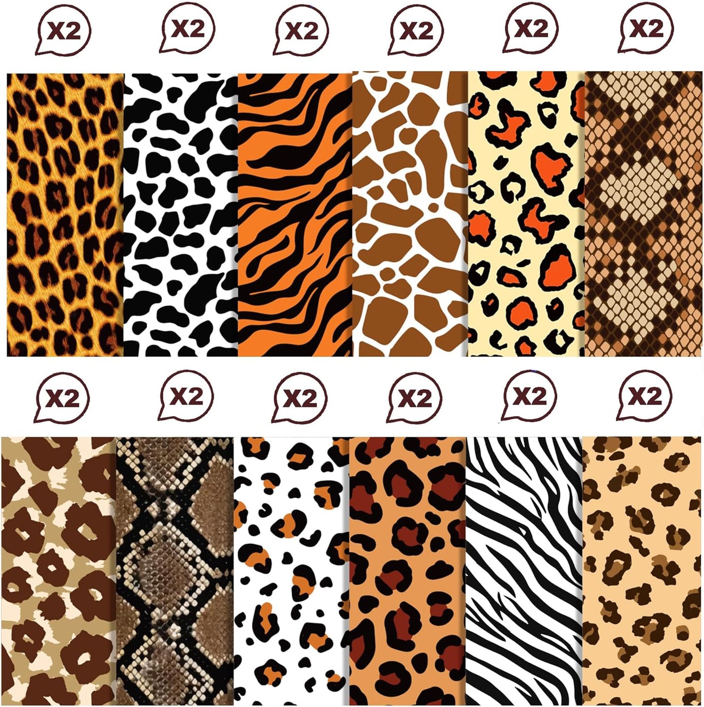 24 Sheets Animal Print Scrapbook Paper 11.8x11.8In Animal Print Pattern Paper African Safari Tiger, Giraffe, Zebra, Cheetah, and Leopard Prints Craft Papers Pad Supplies for African Safari Card Making