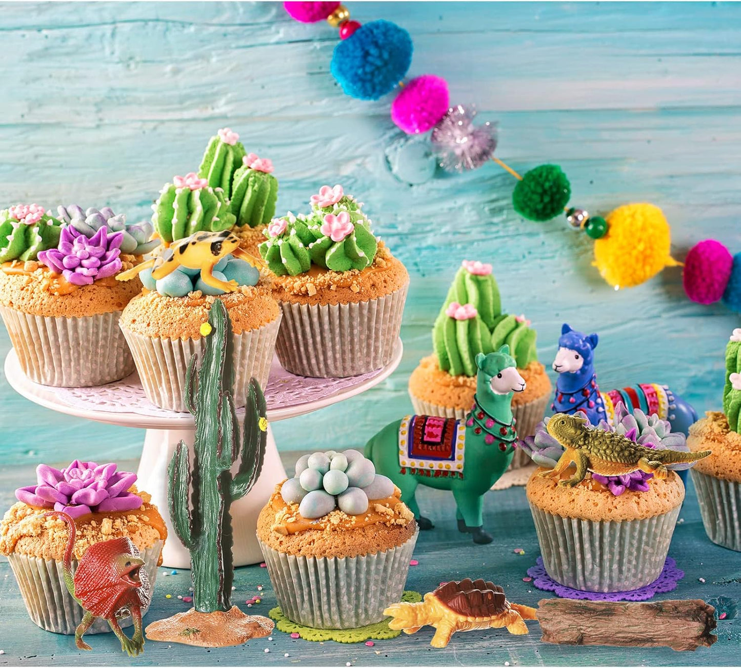 Sratte 26 Pcs Desert Animals Figures Diorama Kit, Reptiles Toys Lizard Snake Cactus Model Toys Desert Project Diorama Supplies for Back to School Gift Educational Learning Birthday Gift