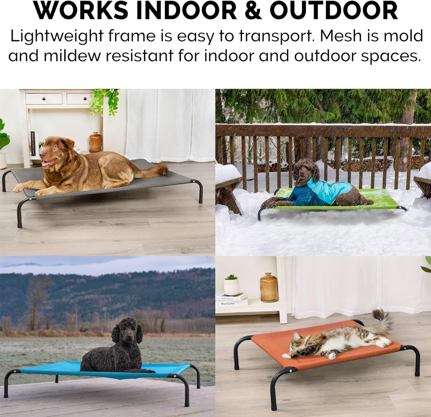 FurHaven Elevated Pet Cots - Cooling & Breathable Nylon Mesh Hammock for Large Dogs/Easy-to-Assemble / / Durable and Reinforced/Perfect for Rest & Relaxation Outdoors - Graphite Gray, Large