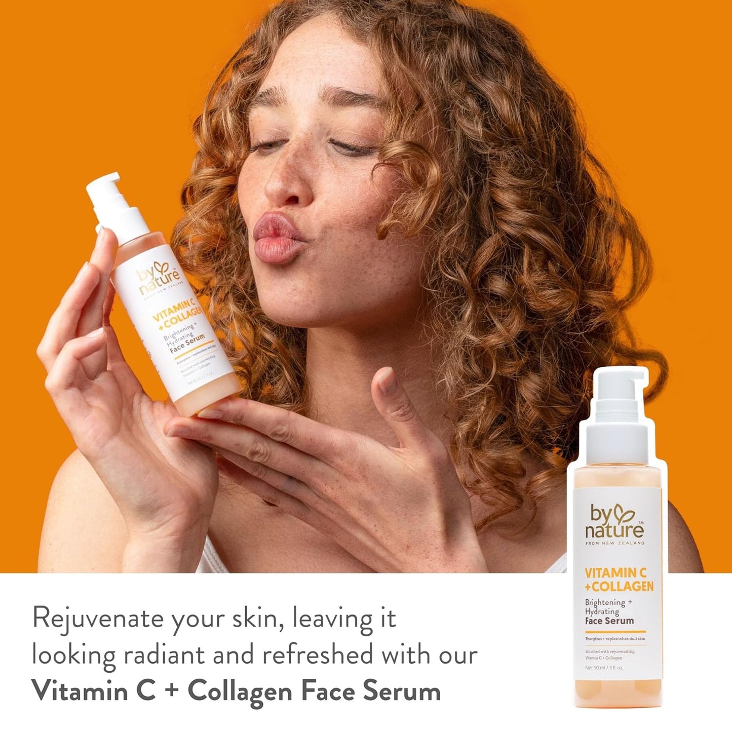By Nature Vitamin C + Collagen Face Serum - Restore and Energize Tired Skin with Vitamin C, Plumping Collagen, Plus Texture Enhancing Turmeric - Premium Skin Care Serum for Face - 3fl. oz.