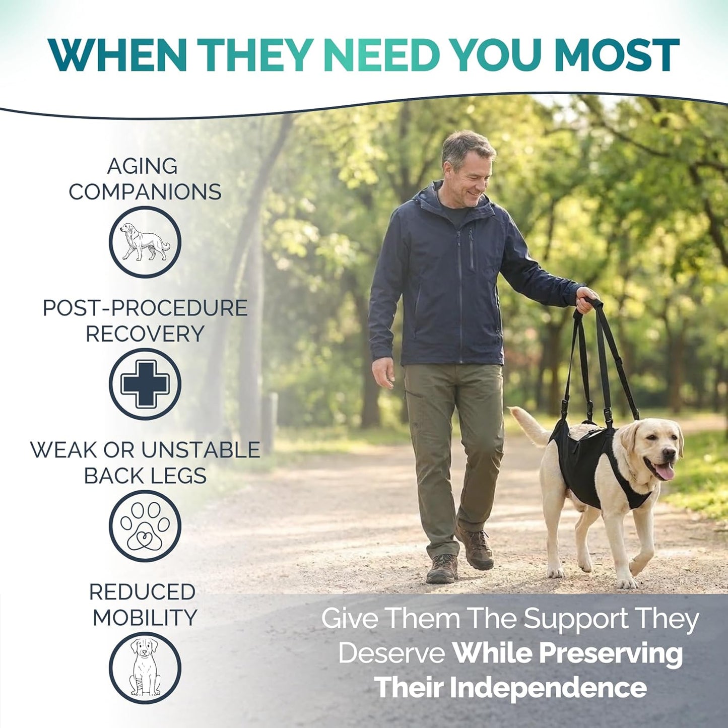 Large Dog Sling Carrier – Dog Sling for Large Dogs Hind Leg Support – 51-83 Lb. Doggie Lift XL Full Body Design with Breathable Mesh and Adjustable Straps for Safe Mobility Assistance