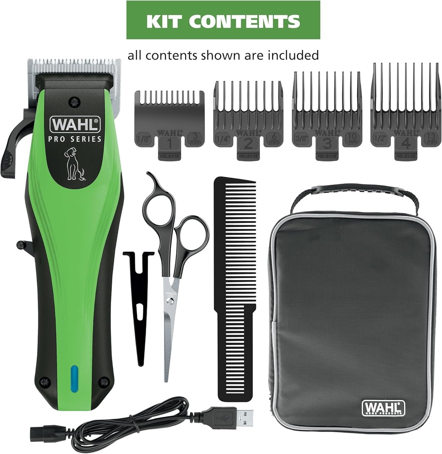 Wahl Pro Series Lithium Ion Cordless Dog Grooming Kit – Rechargeable, Heavy-Duty Dog Clippers for Thick Coats – Model 3025854