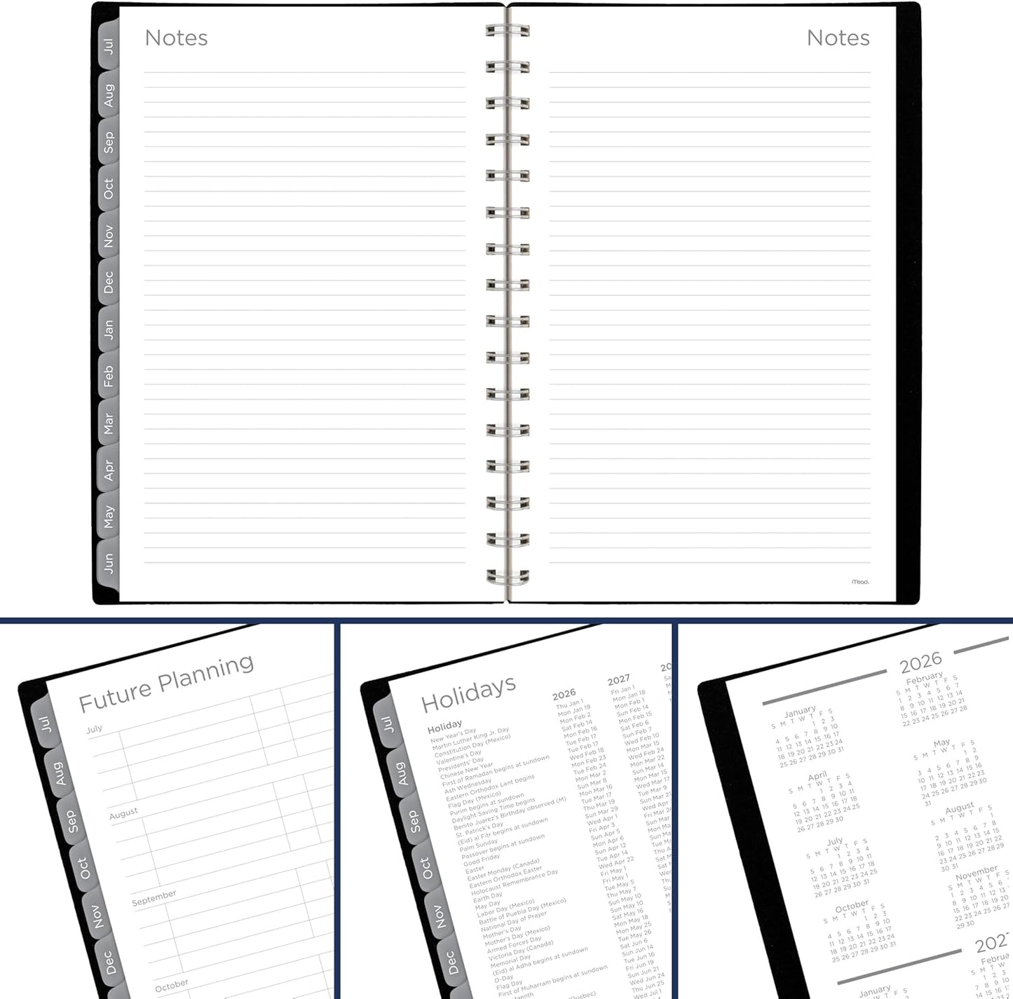 Mead Planner 2026-2027 Weekly & Monthly Academic 15-Month April-June, 5-1/2" x 8-1/2", Basic, Black (CAW42005)