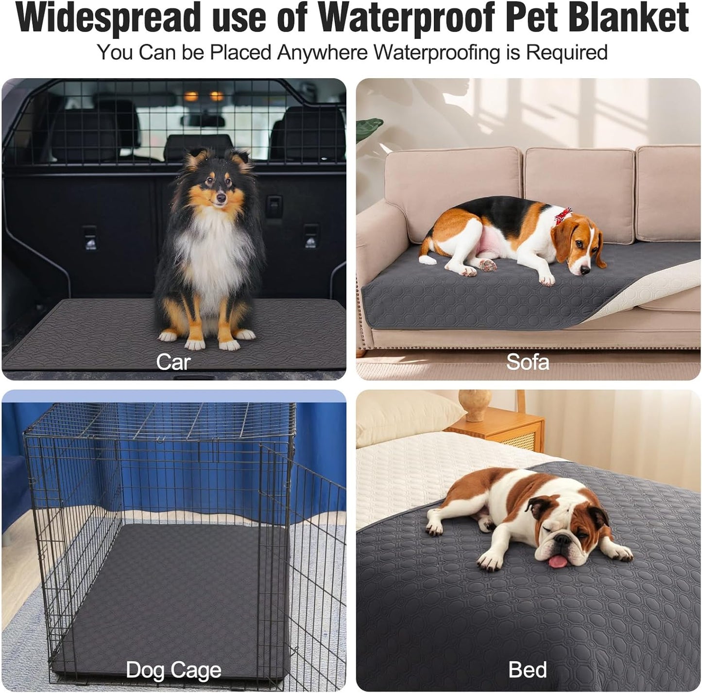 ele ELEOPTION Waterproof Dog Bed Blanket Cover Washable Extra Large Pee Pads for Dogs Reusable Absorbent Puppy Pet Pee Pads for Sofa, Bed, Couch 82x 82inch Gray