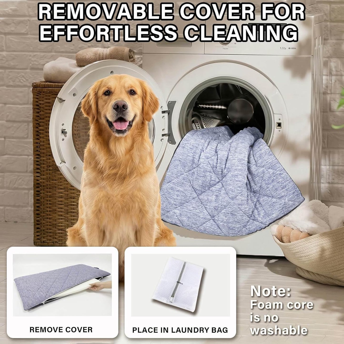 JoyBlooms Dog Bed for Car Back Seat,Dog Cooling Mat with 1.1" Thick Foam,Non-Slip Backseat Pet Bed Mat for Leather Seats,Washable Car Seat Cover,Fits SUVs & Trucks,Blue