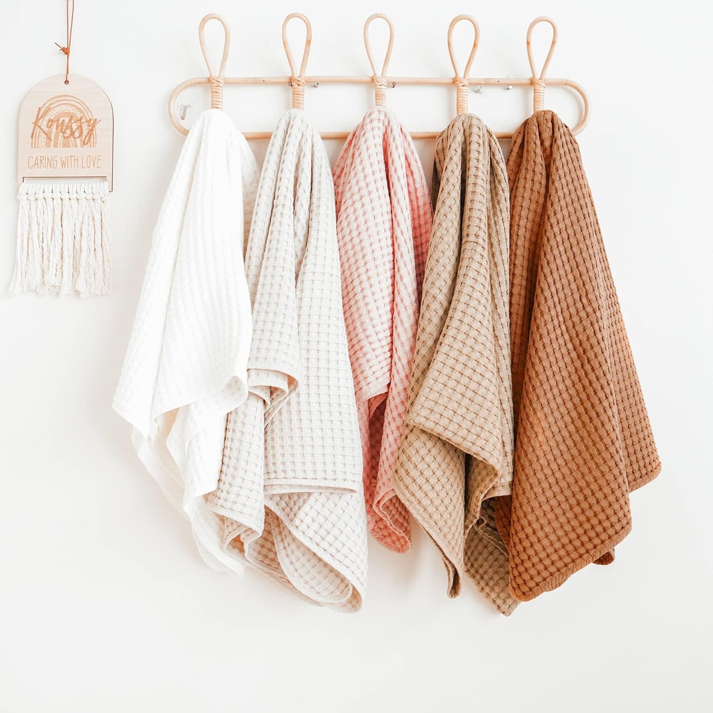 Konssy Waffle Baby Blanket - Soft & Cozy Nursery Swaddle Blanket, Lightweight Toddler Throw for Boys & Girls, Ideal for Wrapping (Oat)