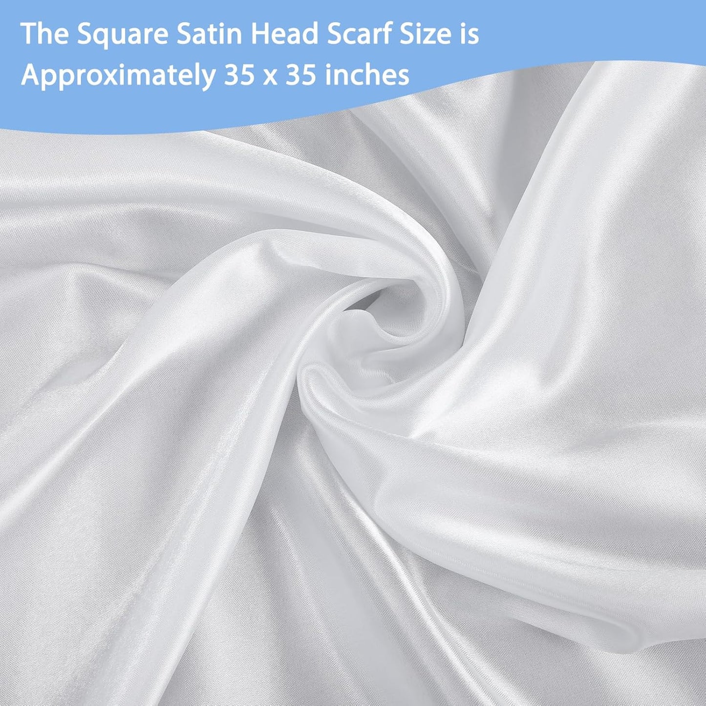 35" Large Square Satin Head Scarf, Silk Shiny Solid Color Scarves, Sleeping Wraps for Women Hair Bandana