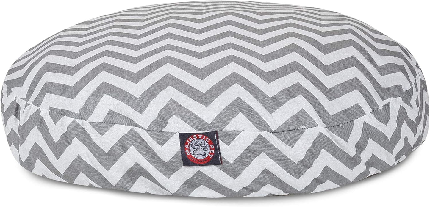 Gray Chevron Large Round Indoor Outdoor Pet Dog Bed With Removable Washable Cover By Majestic Pet Products