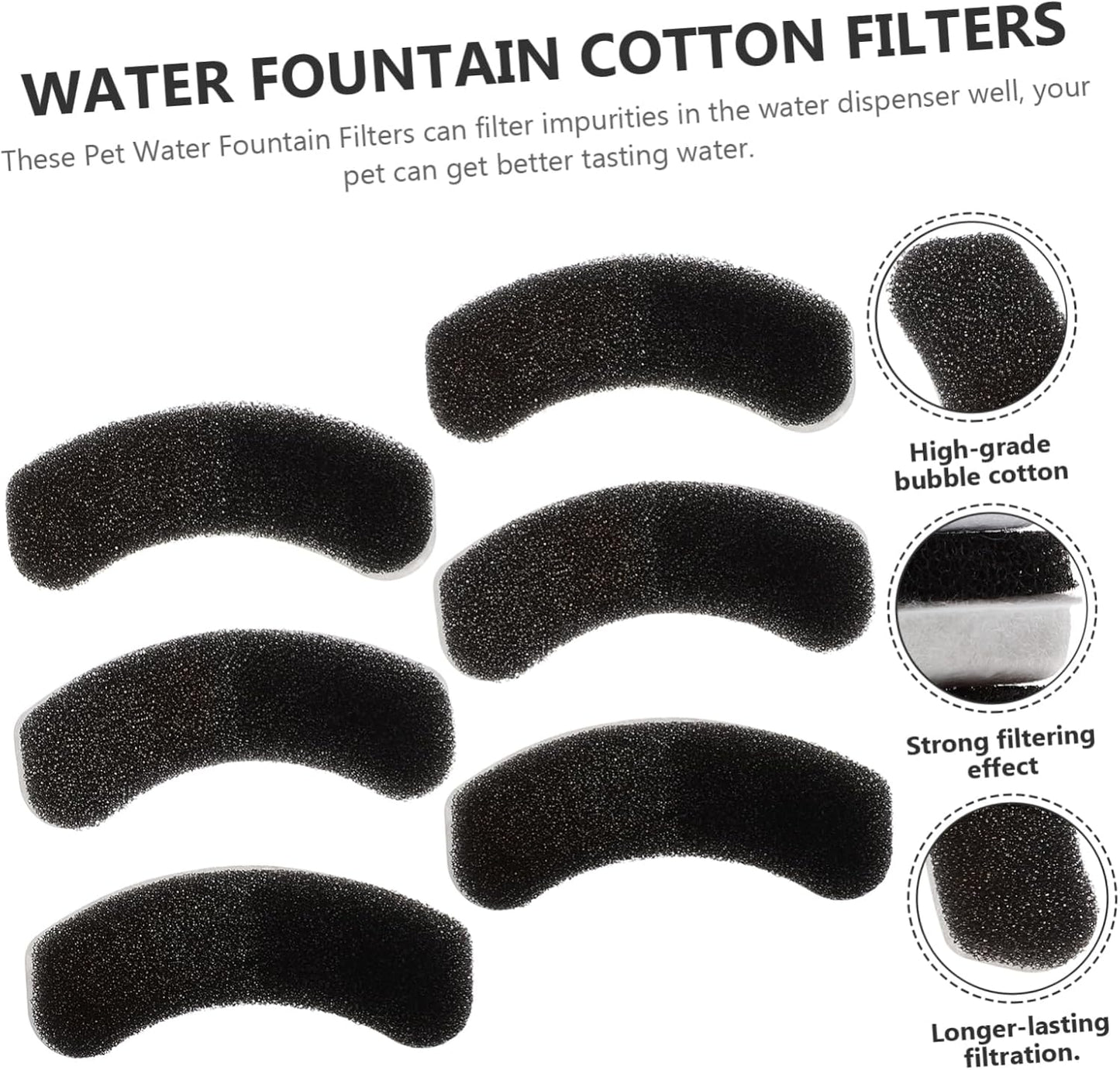 SUPVOX Pet Water Dispenser Filters Replacement for Cat Water Fountain and Dog Fountain Premium Deep Filtration Supplies for Fresh and Healthy Hydration 3.93X1.18X0.78 Inch