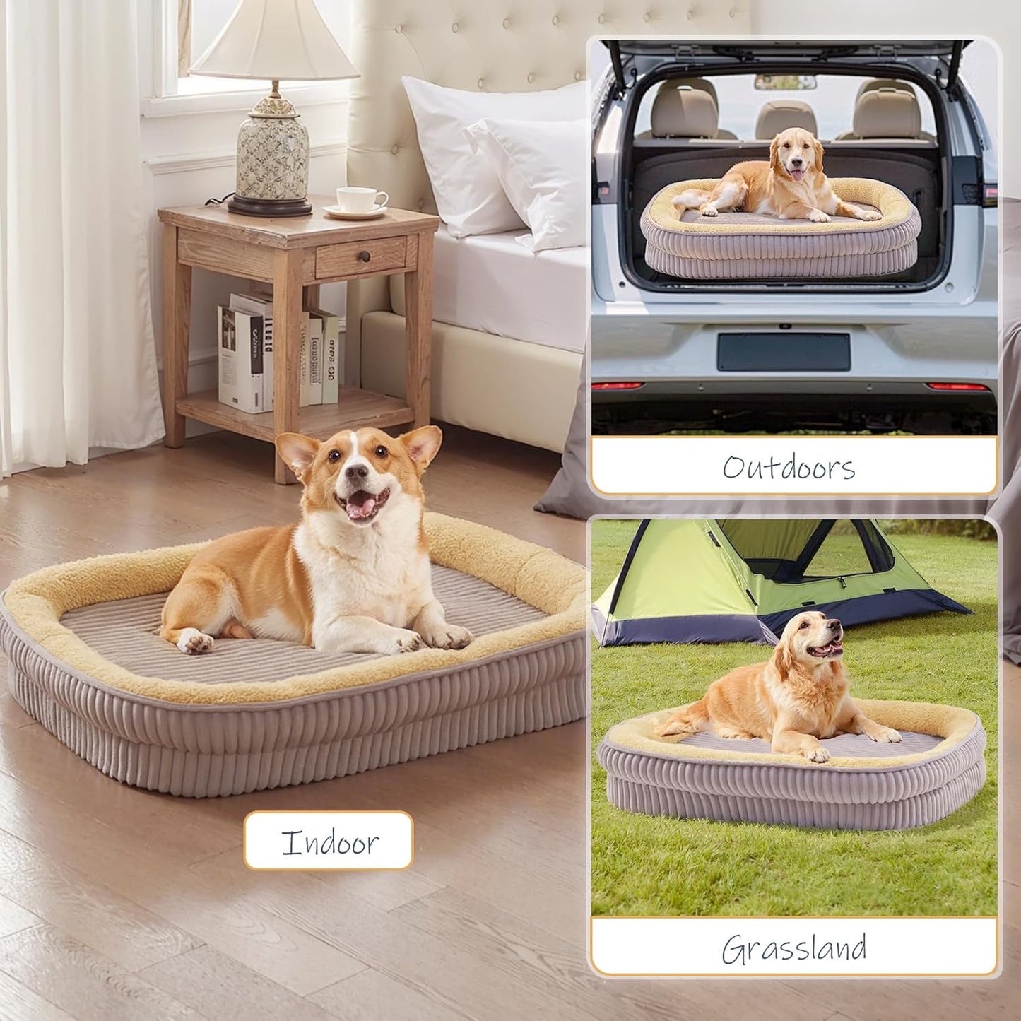 Orthopedic Dog Bed for Medium, Large Dogs Breeds, High Density Egg Crate Foam Dog Sofa Beds with Four Sided Bolster,Oval Kennel Bed, Pet Couch Bed,Removable Washable Cover& Non-Slip Bottom