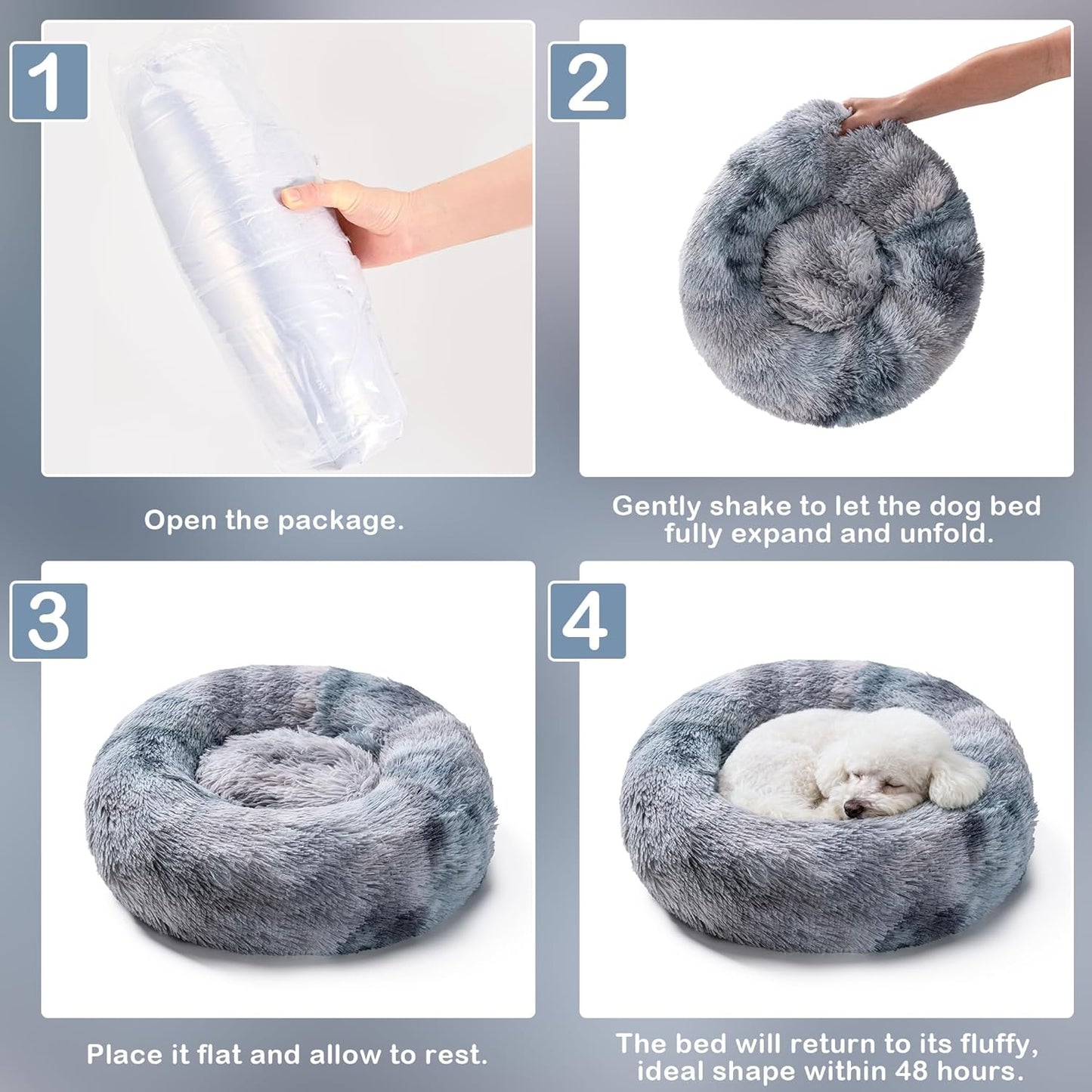 Dog & Cat Bed, 20in Small Medium Size Dog Bed for Puppy and Kitten, Washable Round Fluffy Pet Bed (Coffee Latte Gradient)