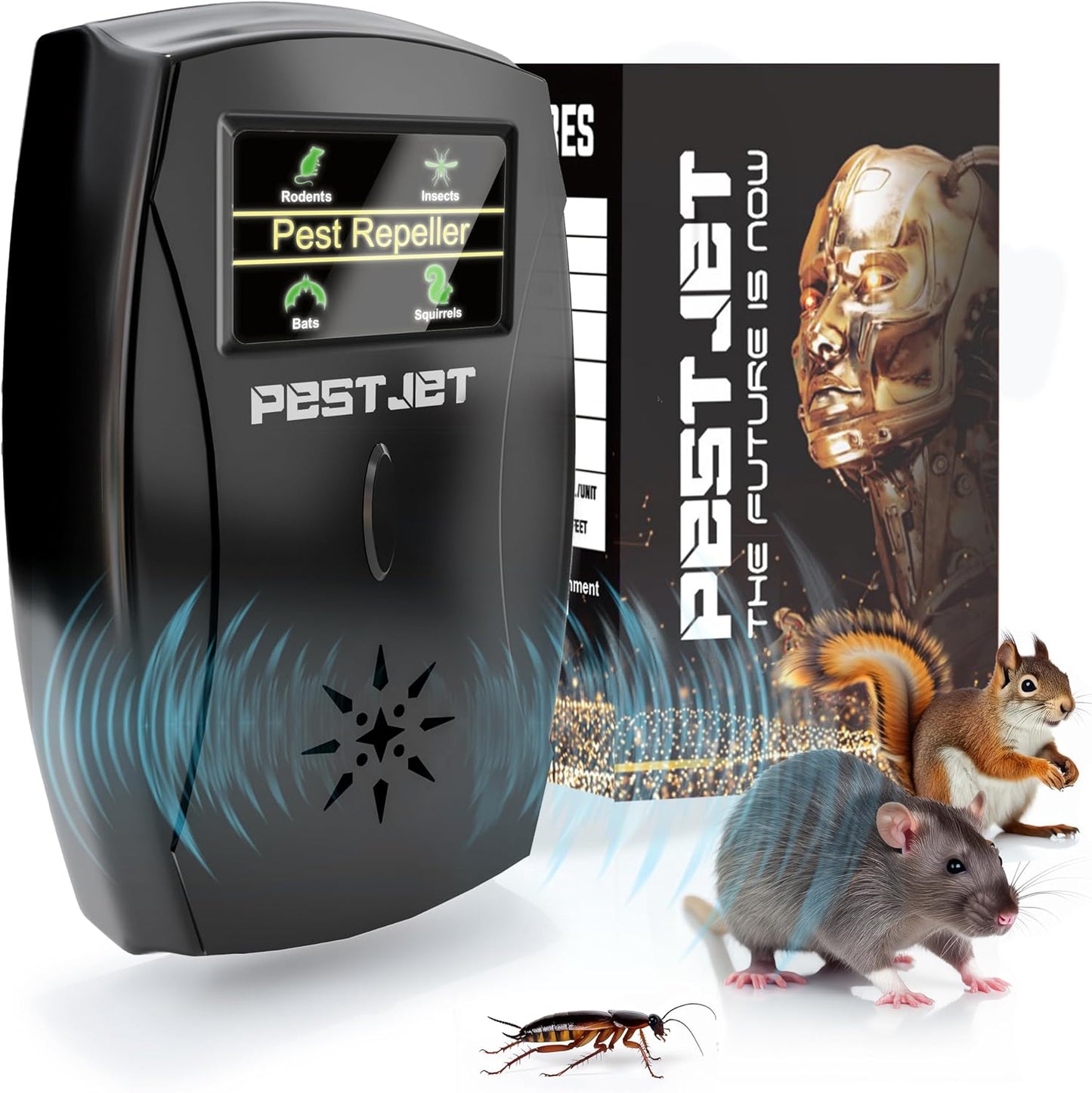 2026 Ultrasonic Pest Repeller Plug-in with LCD – Indoor Outdoor Use – Ultrasonic Electromagnetic Pest Control Device for Mice, Rats, Bats, Squirrels