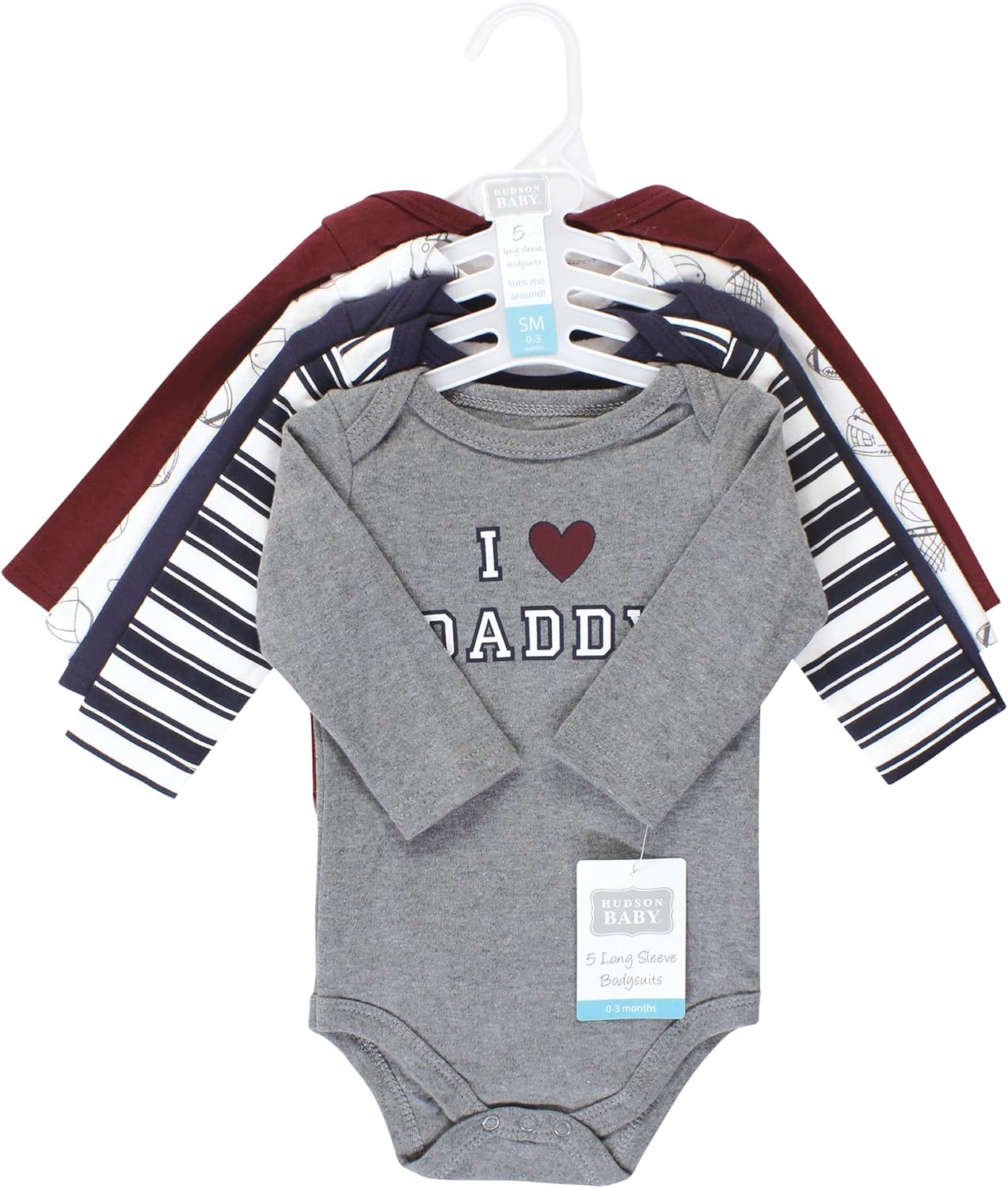 Hudson Baby baby-boys Cotton Long-sleeve Bodysuits 5-pack