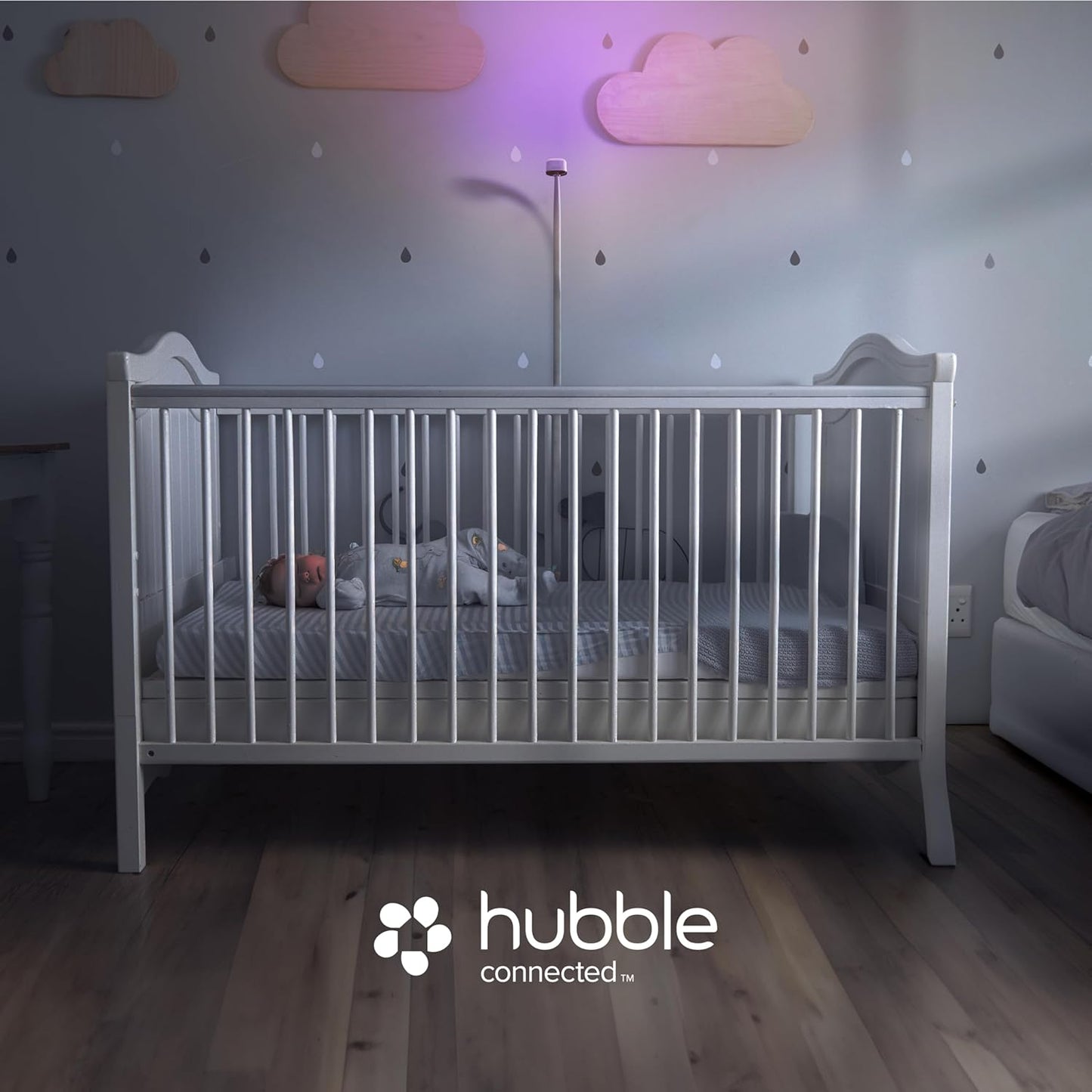HUBBLE CONNECTED GoBaby AI - 2K HD Baby Monitor Camera w/Advanced AI Monitoring, Covered Face & Rollover Detection, True Cry Alerts, Sleep Training & Smart Soother — w/Flexible Mount