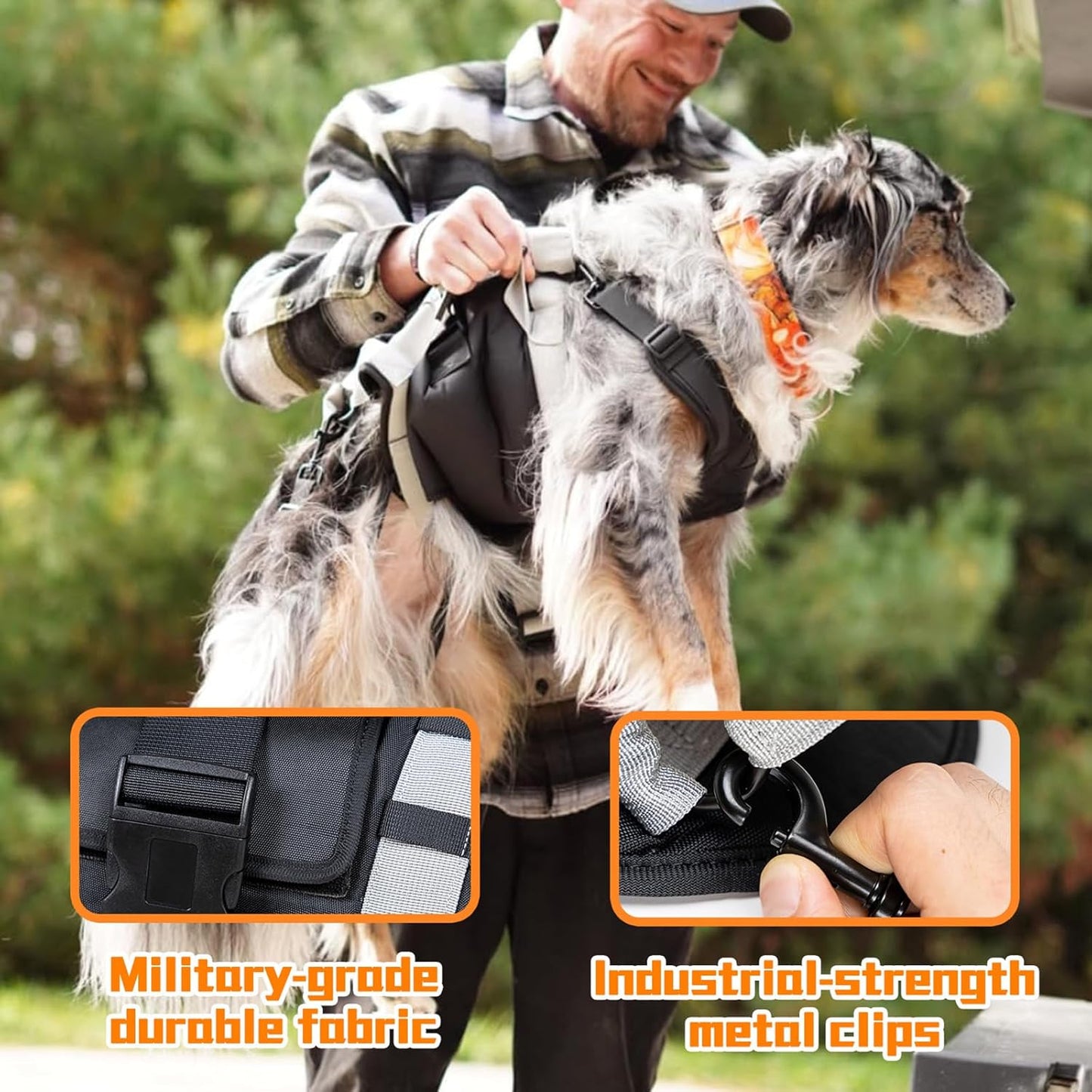Dog Lift Harness for Large Dogs,Full Body Dog Sling Carrier with Handle,for Up Stair/Back Legs Support/Dogs Joint Injuries/Arthritis (Black, Extra-Large)