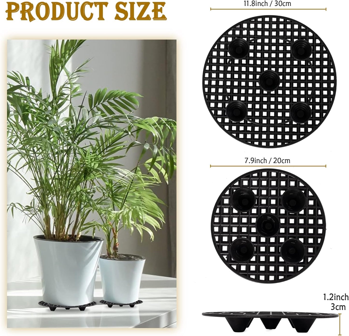 8Pcs Plant Stand Indoor Outdoor, Plant Level Pot Elevator- 2 Size Plant Riser Holder Plastic Floor Protector Plant Trivet, Heavy Planter Holder for Prevent Rot and Damage on Patio & Deck(7.9"&11.8" )