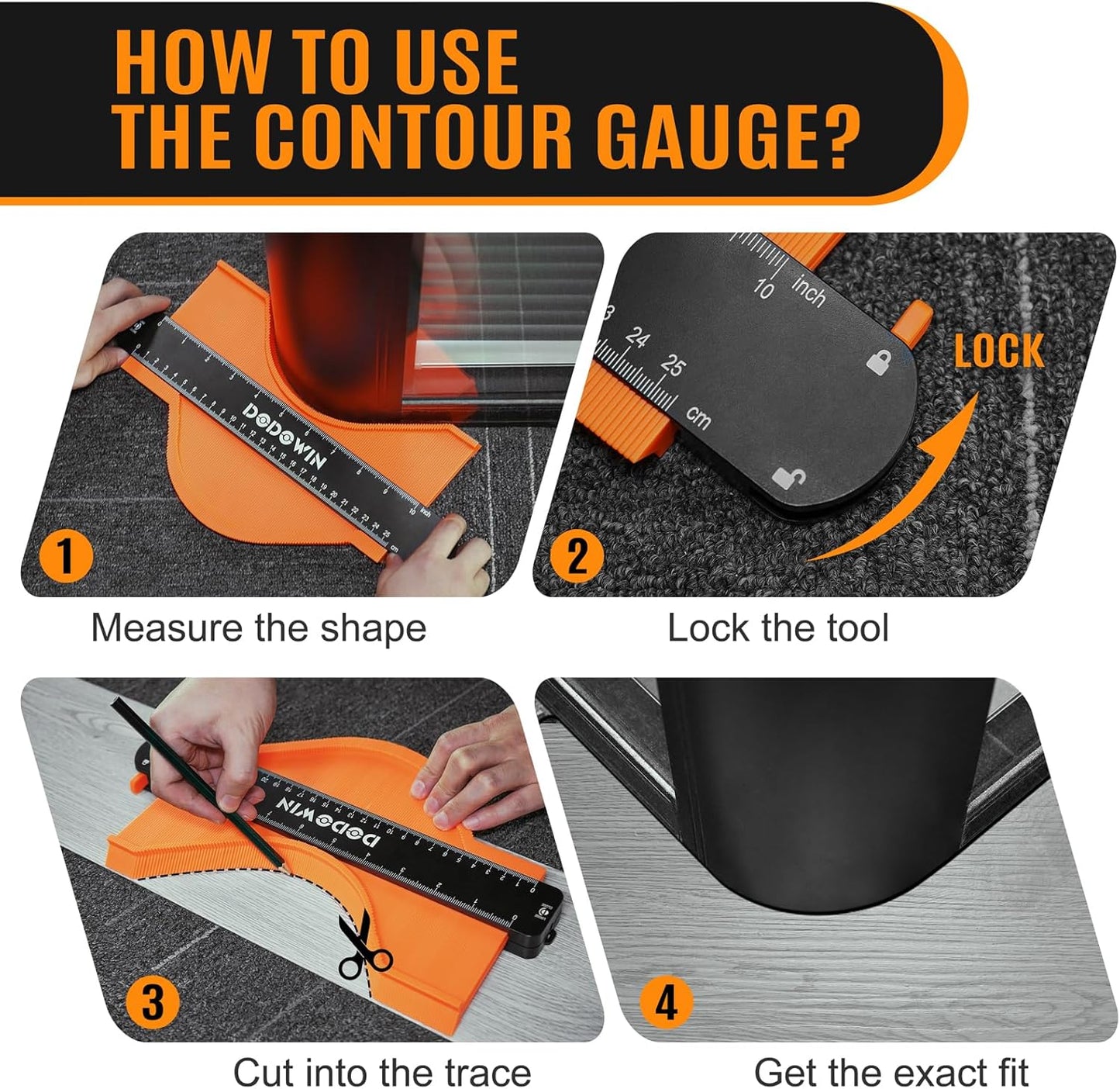 dodowin Contour Gauge Tool, Gifts for Him Men Adults Birthday Dad Husband, Super Gauge Shape Outline Tool for Woodworking, Flooring Measure Tools, Anniversary/Boyfriend Gifts