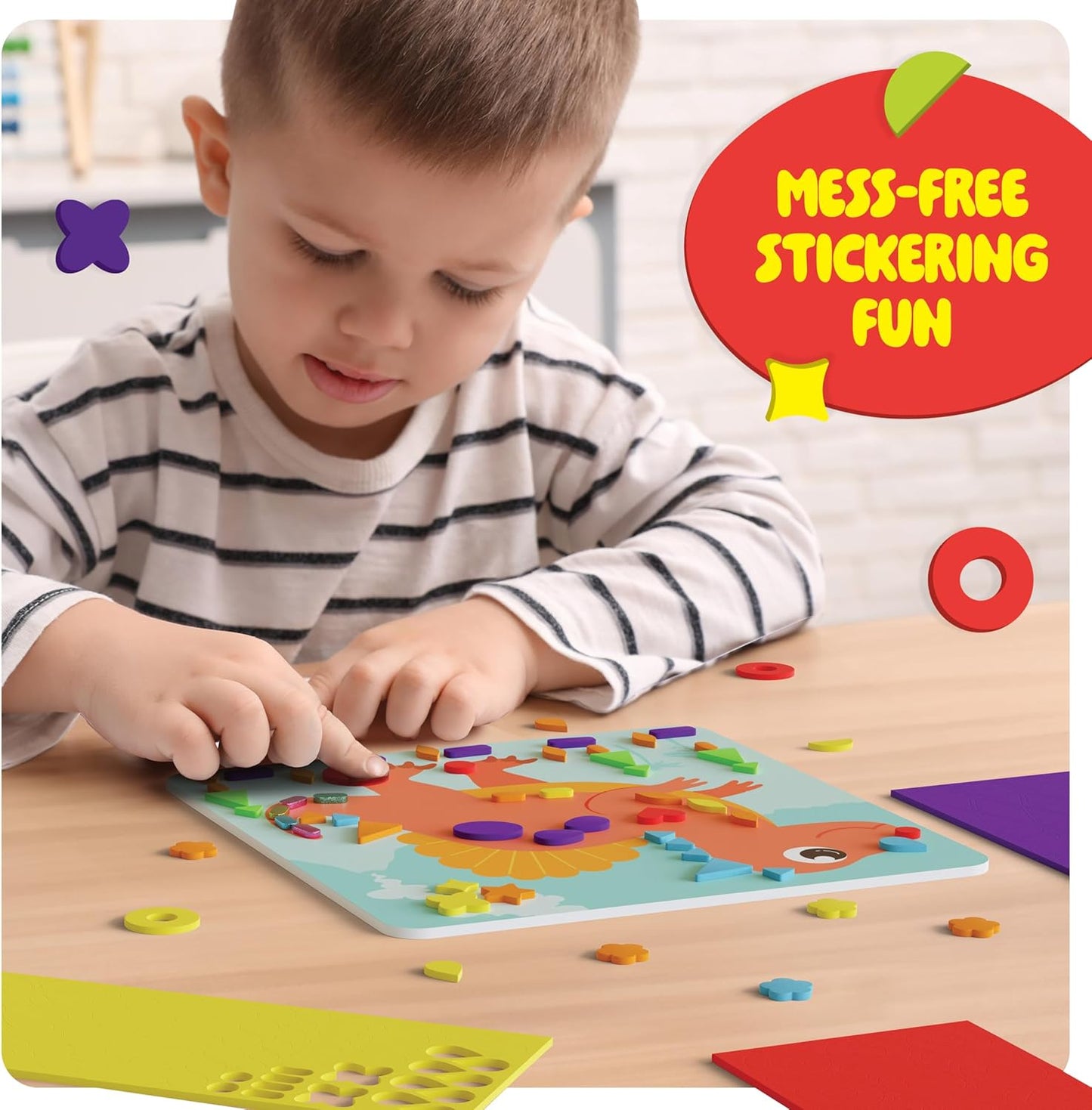 Dan&Darci Foam Sticker Art Craft for Kids - Easter Basket Stuffer - Toddler Arts & Crafts for Ages 3-5 - Boys 4-6 Birthday Gift - DIY Kid Activities Ages 3 4 5 6 Years - 4 Year Old Boy Gifts