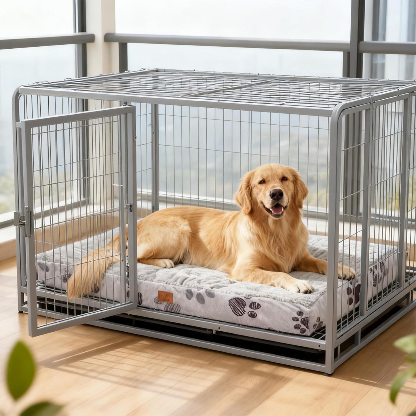 Waterproof Orthopedic Dog Bed for Large Medium Sized Dogs 35x22 Inch - Egg Crate Foam Pet Crate Bed with Removable Washable Cover, Plush Top Anti-Slip Bed Mat, Chocolate