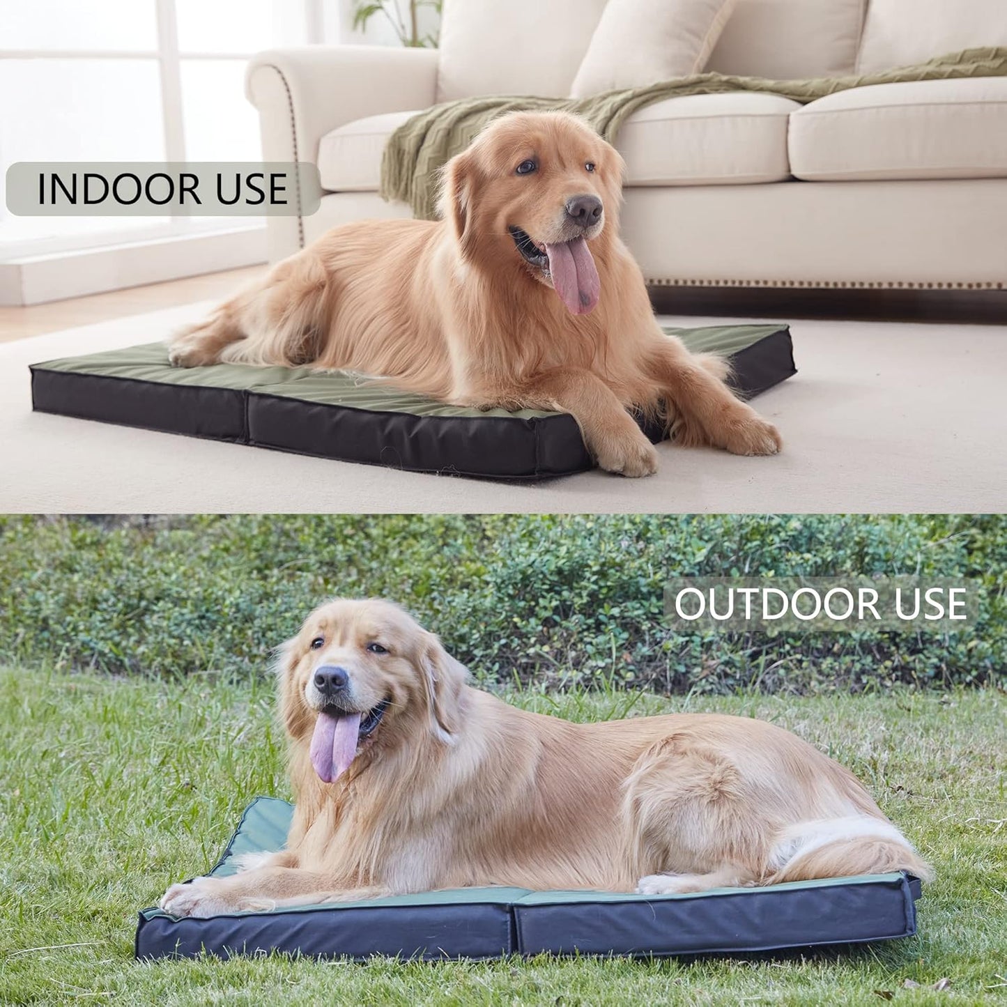 Outdoor Dog Beds for Large Dogs, Waterproof Dog Bed Portable Foldable with Washable Cover, Orthopedic for Outside Indoor, 41inch All Weather to Use