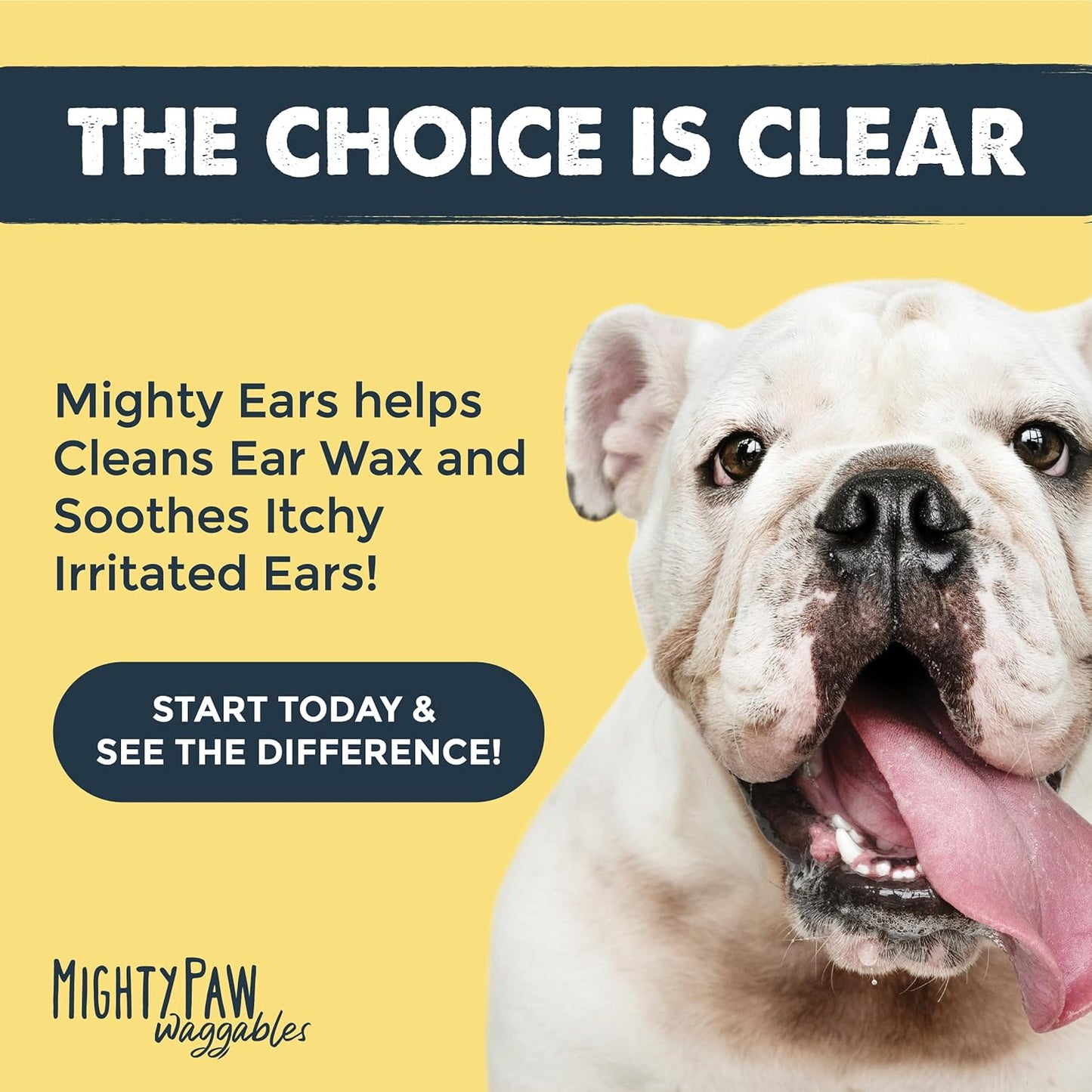 Mighty Paw Waggables Dog Ear Wash - 4 oz (Made in USA) | Cleaner Solution. Wash Cleaner Aloe Vera Pet Drops. Liquid Cleaner for Dogs. for Itchy, Yeast & Healthy Ear Canals