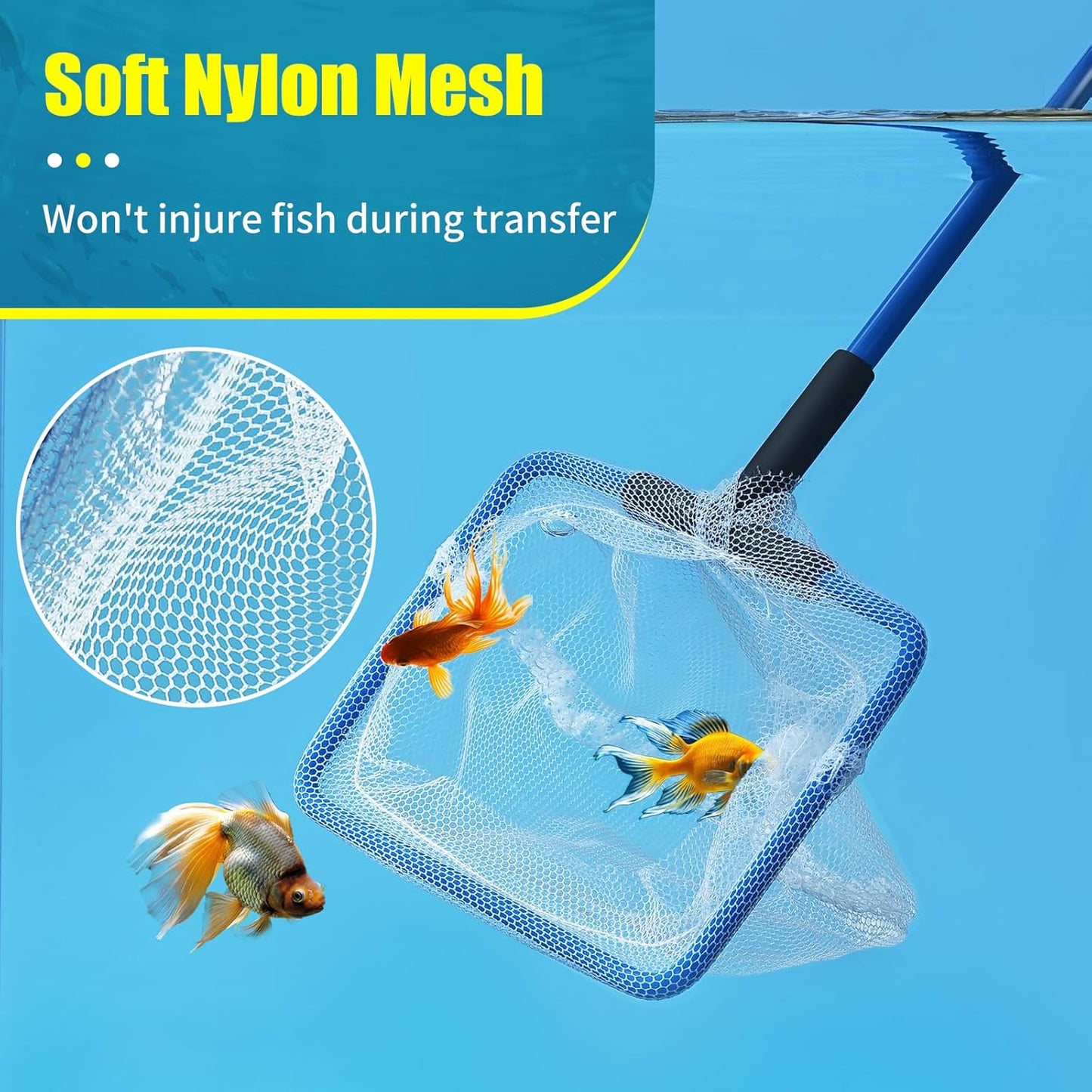 AQUANEAT Aquarium Fish Net, Small Fish Tank Cleaning Net, Food Wastes Skimmer for Small Ponds and Pools