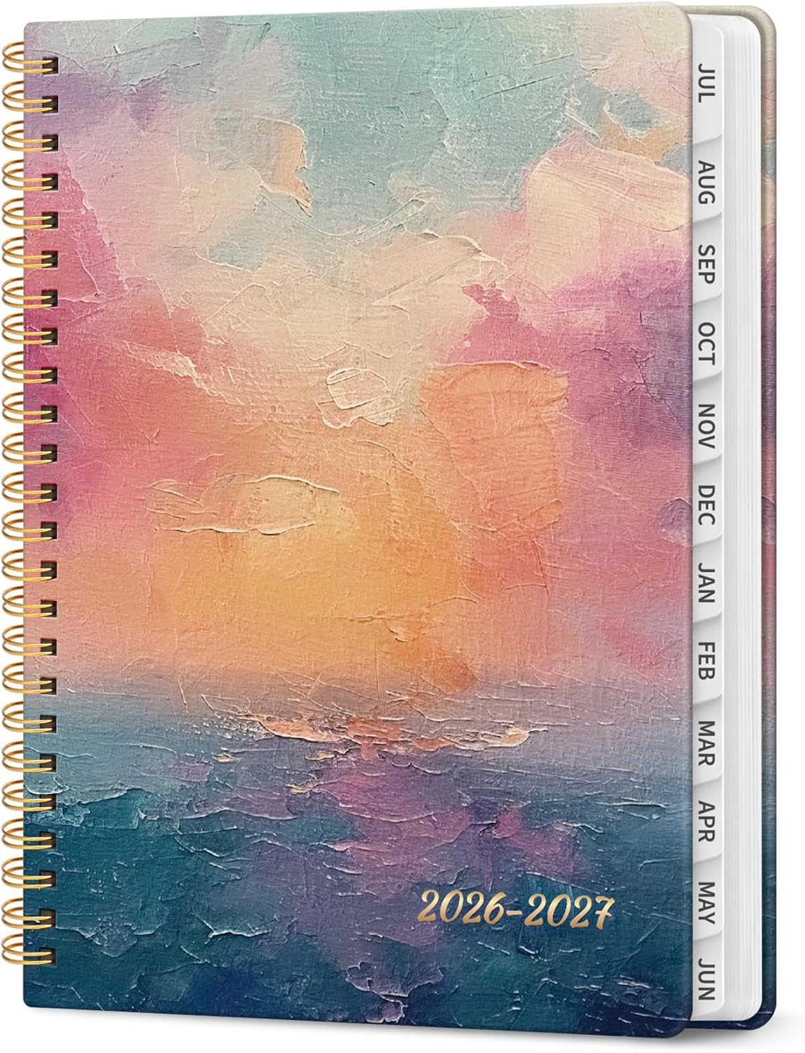 Planner 2026-2027, Academic Year Monthly and Weekly Calendar Planner, Jul 2026 - Jun 2027, Hardcover Teacher Student Planning Agenda book with Tabs, Perfect for School Office Supplies, 6.3" x 8.5" - Sunset