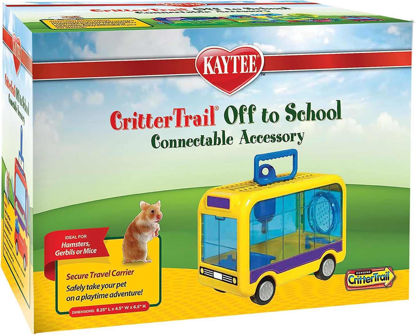 Kaytee CritterTrail Off To School Travel Carrier for Pet Hamsters, Gerbils, or Mice