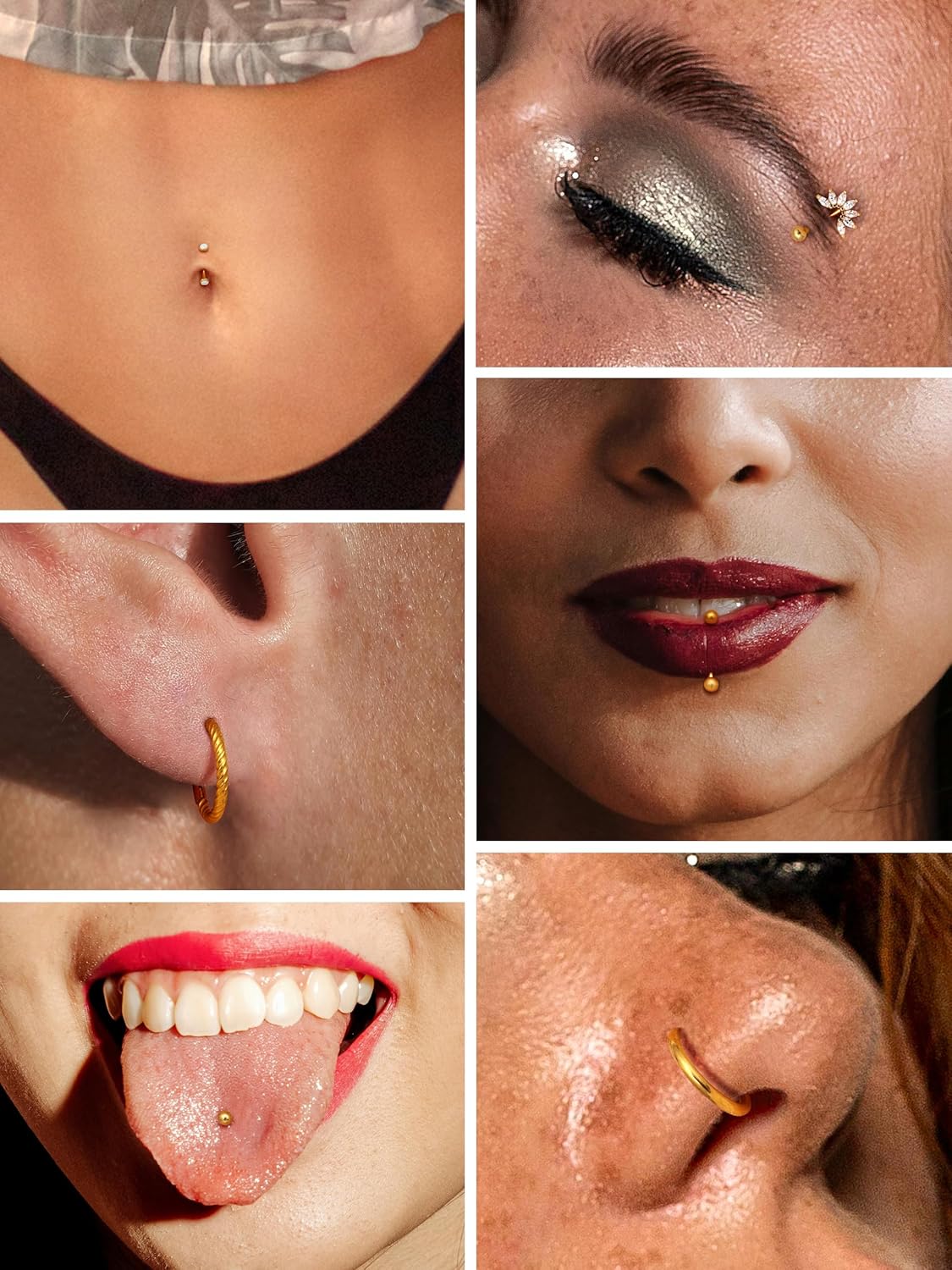 ORAZIO 16g Rook Piercing Jewelry Surgical Steel Vertical Labret Lip Jewelry Gold Eyebrow Piercing Rook Daith Earrings for Women Cartilage Curved Barbell Daith Tragus Piercing Jewelry 14Pcs