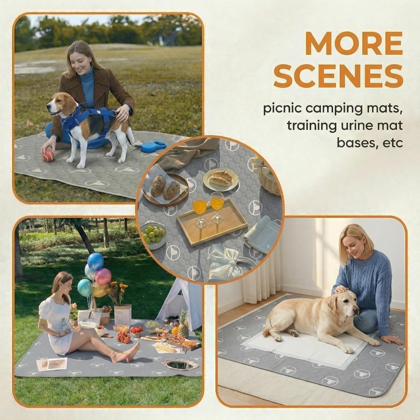 PJYuCien 2 Pack Non-Slip 36"x36" Pet Playpen Mat with 3-Layer Comfort, Reusable and Washable Training Crate Pad, Travel Mat and Sofa Protector for Puppies, Dogs, Cats, Rabbits, and Small Animals, Gray