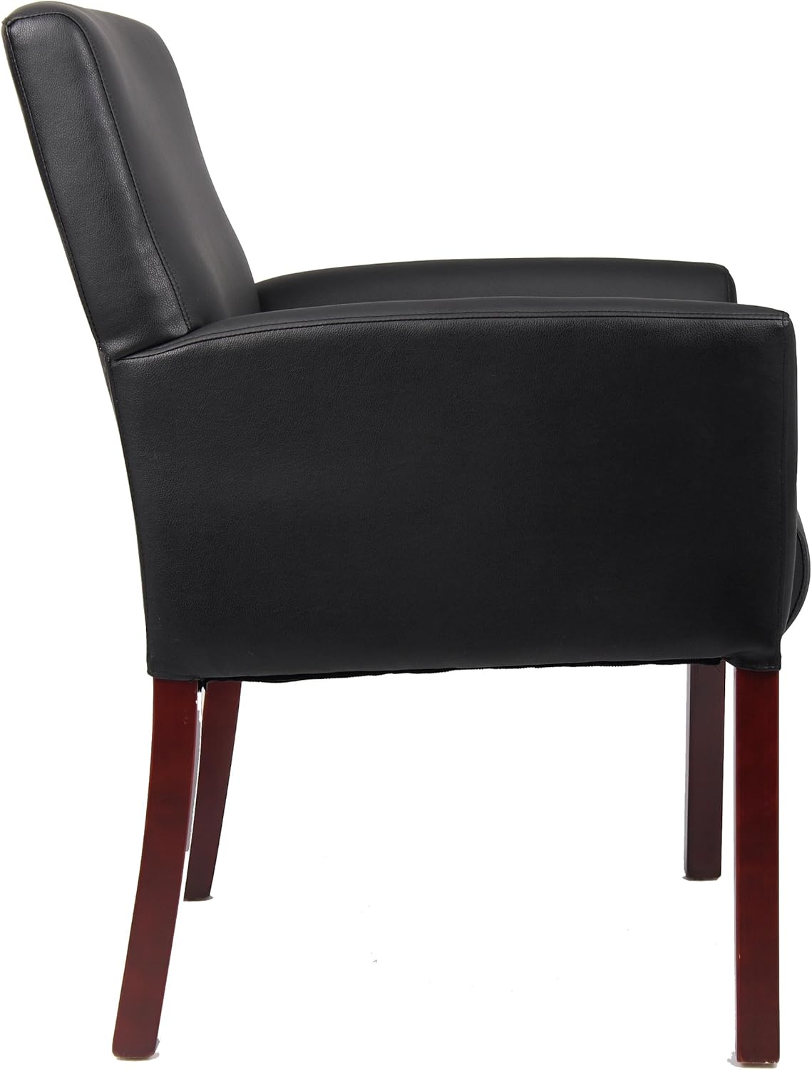Boss Office Products Box Arm Guest Chair with Mahogany Finish in Black, 250 (B619)