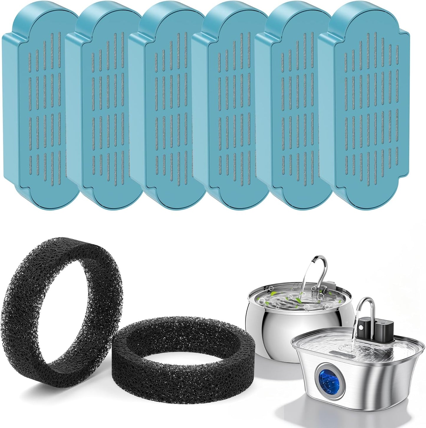 Cat Water Fountain Filters,Pet Water Fountain Replacement Filter for 108oz/3.2L and 135oz/4.0L Adjustable Water Flow Cat Fountain