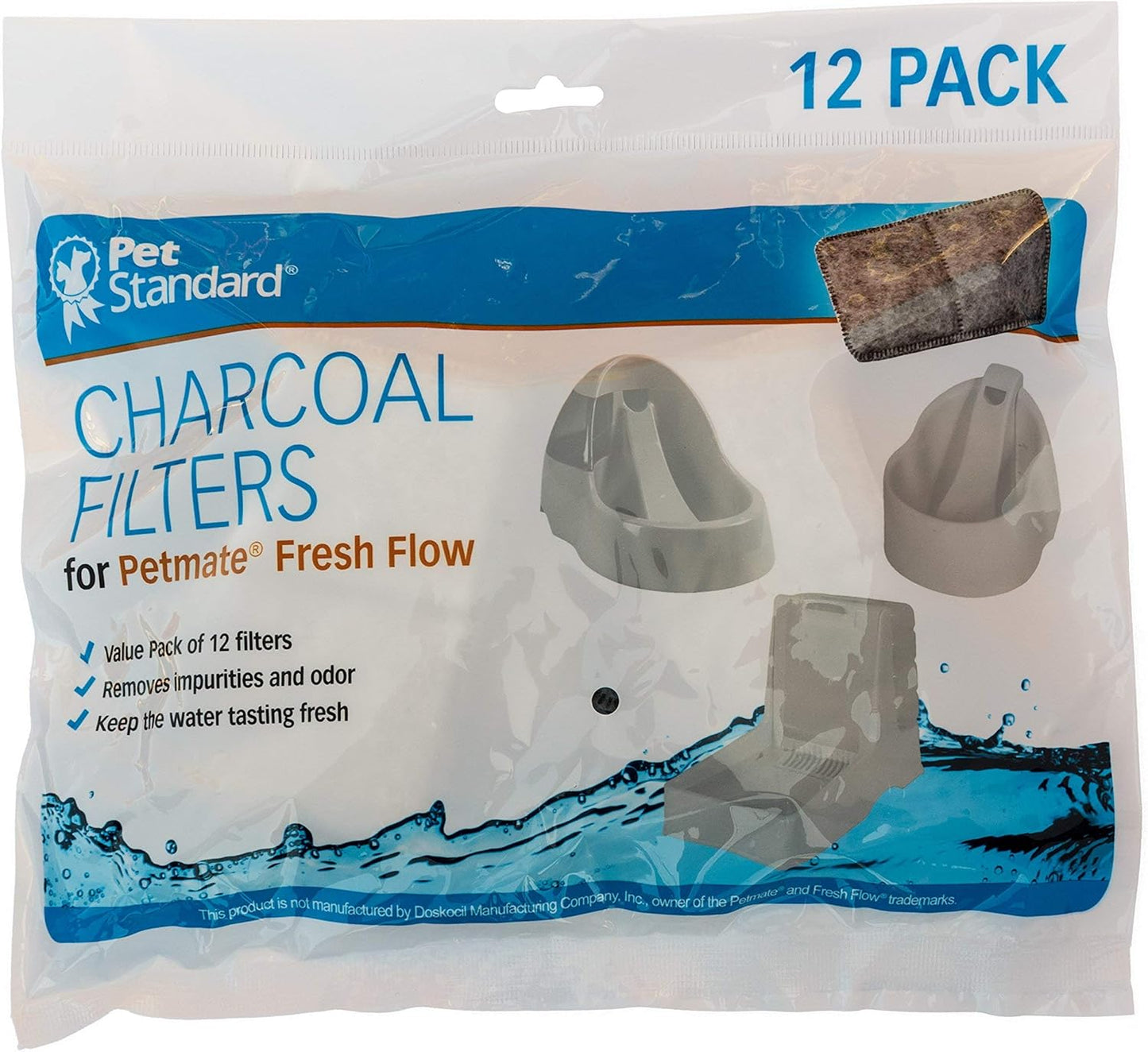 PetStandard Filters for Petmate Fresh Flow Pet Fountains (12 Pack)