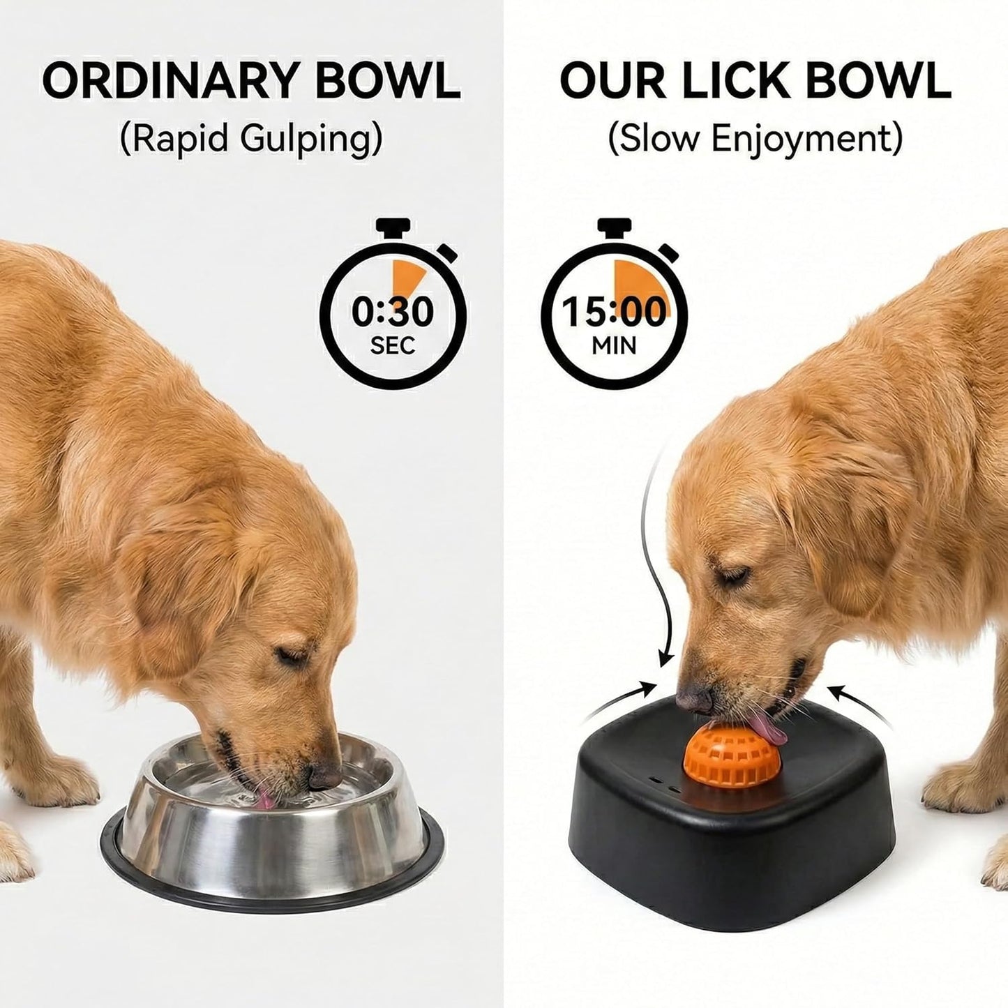 Slow Feeder Dog Bowls Lick Bowl with Rolling Ball for Liquid Treats - Interactive Dog Puzzle Toys for Boredom & Anxiety Relief, Spill-Proof Licking Mat Alternative for Large Medium Small Dogs (Black)