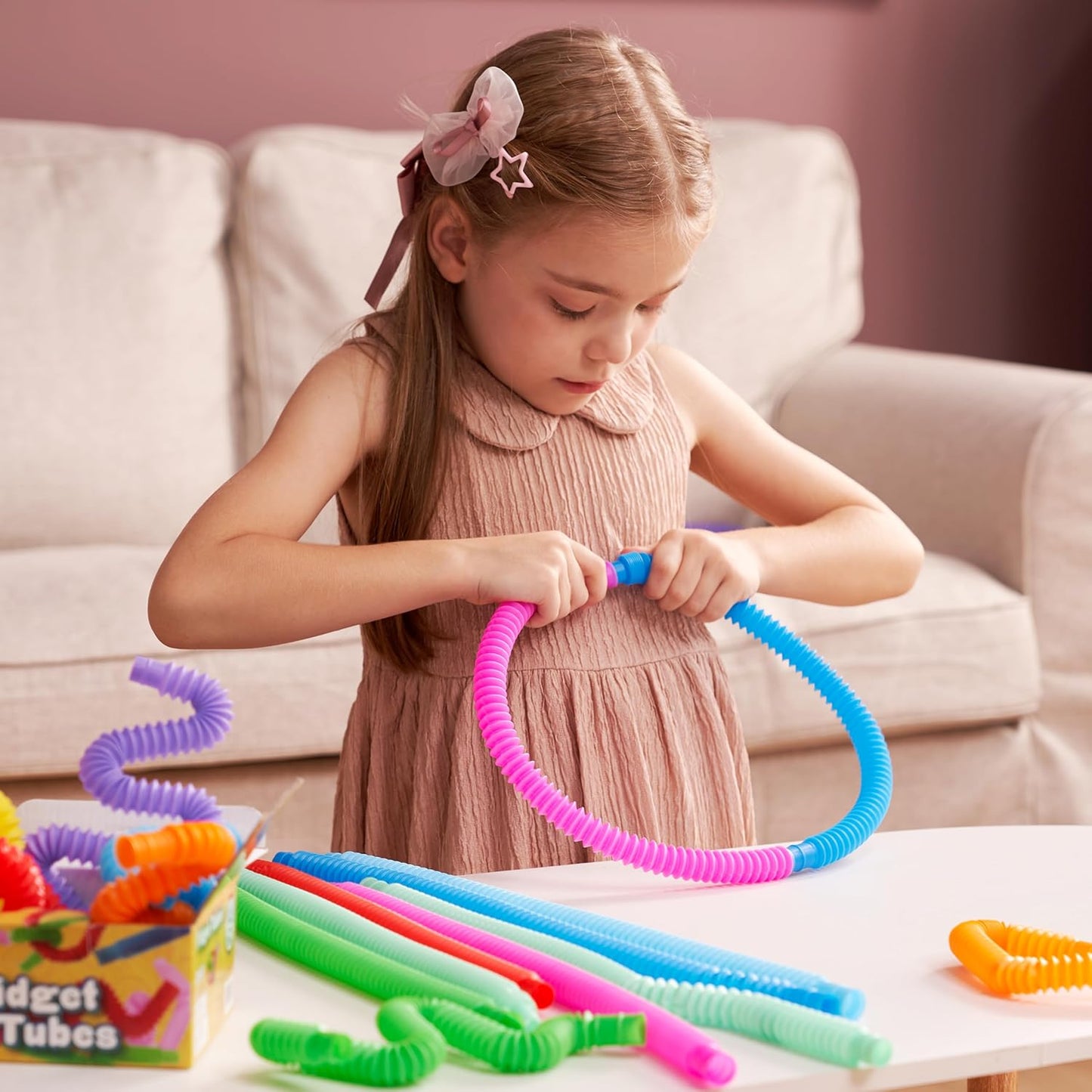 JOYIN 18 Pack Pop Tubes, Sensory Toys (Small) Fidget Toys Party Favors - 9 Colors, Creativity Learning & Fun for Toddler Kids - Perfect for Easter Goodie Bags, Classroom School Reward