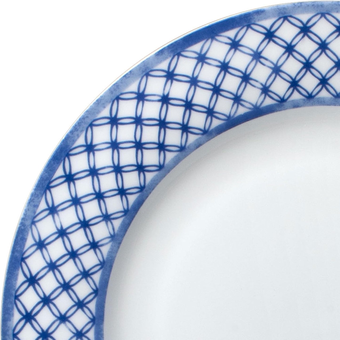 Mikasa Kiley Bone China Lightweight Chip Resistant 16 Piece Dinnerware Set, Service for 4,Blue and White