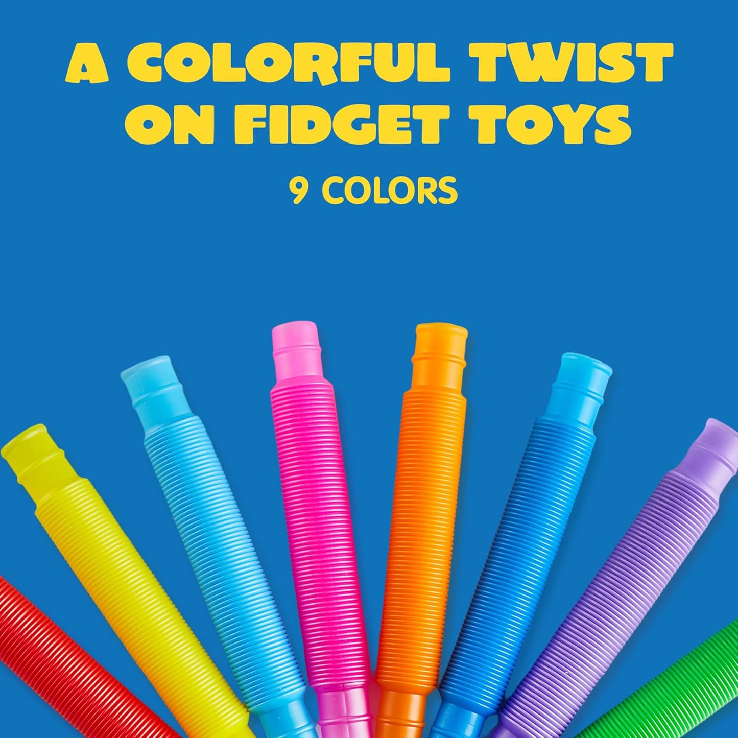 JOYIN 18 Pack Pop Tubes, Sensory Toys (Small) Fidget Toys Party Favors - 9 Colors, Creativity Learning & Fun for Toddler Kids - Perfect for Easter Goodie Bags, Classroom School Reward