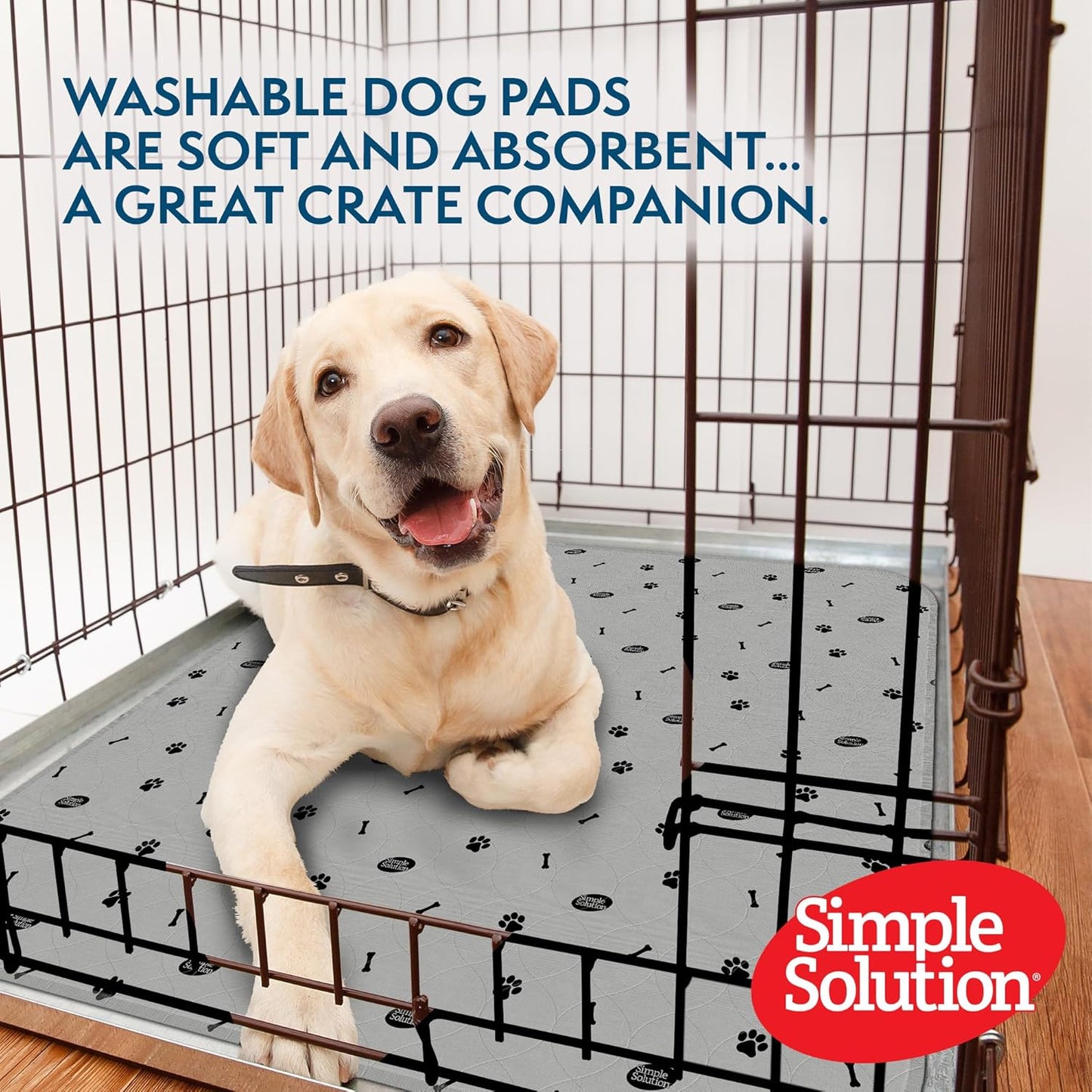 Simple Solution Large Washable Puppy Pad | Reusable Dog Pee Pad | Absorbent and Odor Controlling | 34x36 Inches, 2 Count,White